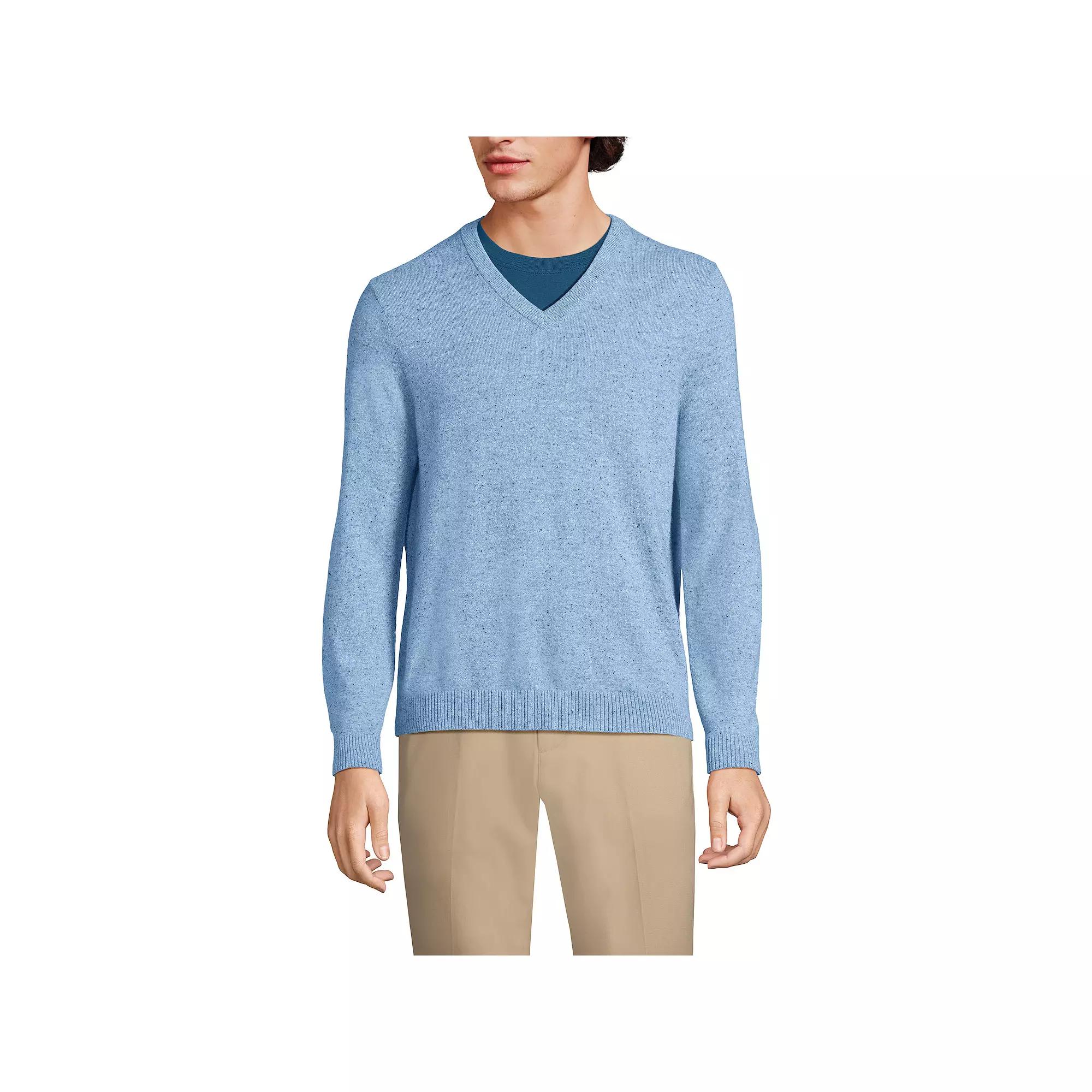 Men's Lands' End Fine-Gauge Cashmere V-neck Sweater,  Product Image