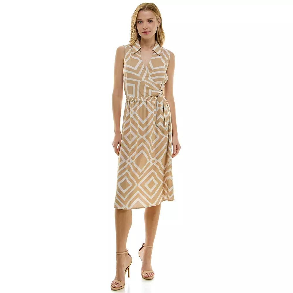 Women's Luxology Tie Elastic Waist Midi Dress, Size: Small, Ivory Product Image