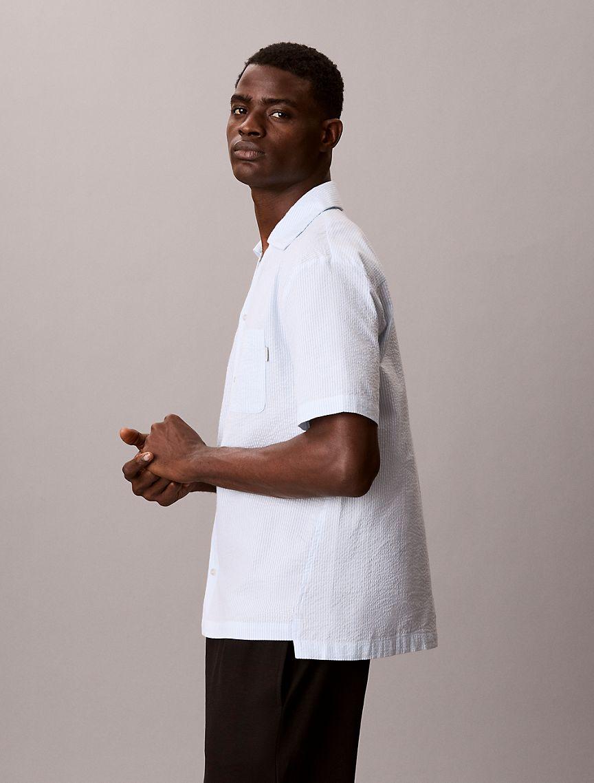 Seersucker Relaxed Sleep Button-Down Shirt Product Image
