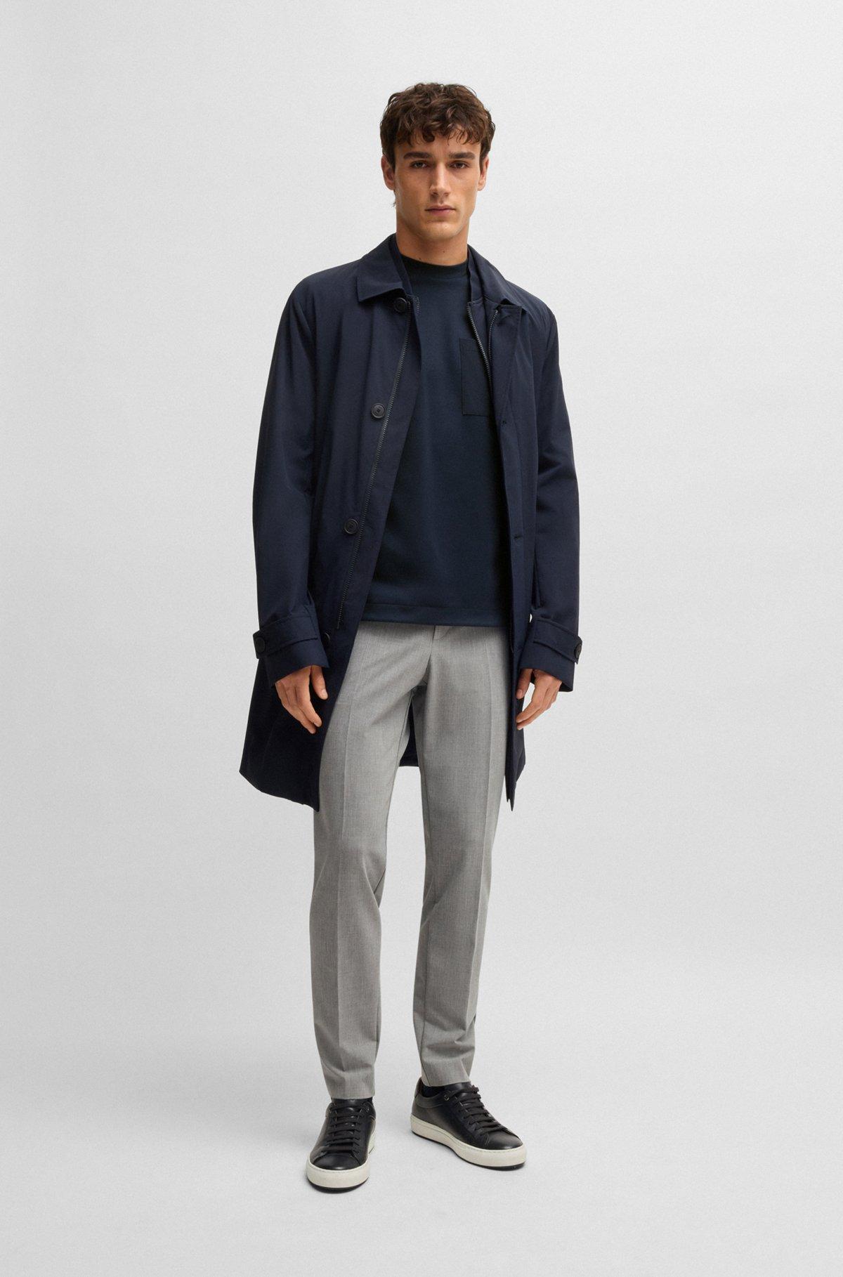 BOSS - T-shirt with tonal trims - Dark Blue Product Image