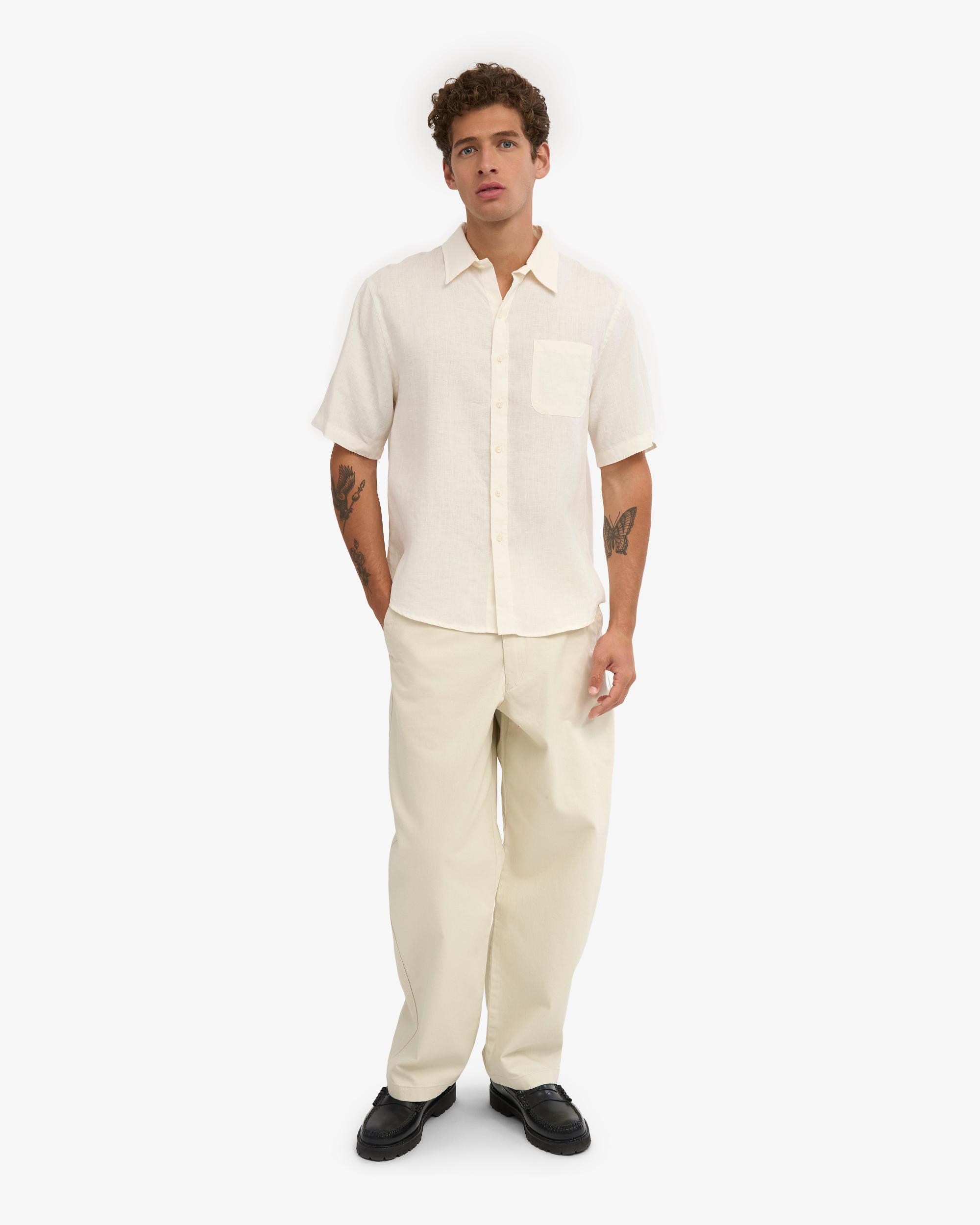Linen SS Shirt - Ivory White Product Image
