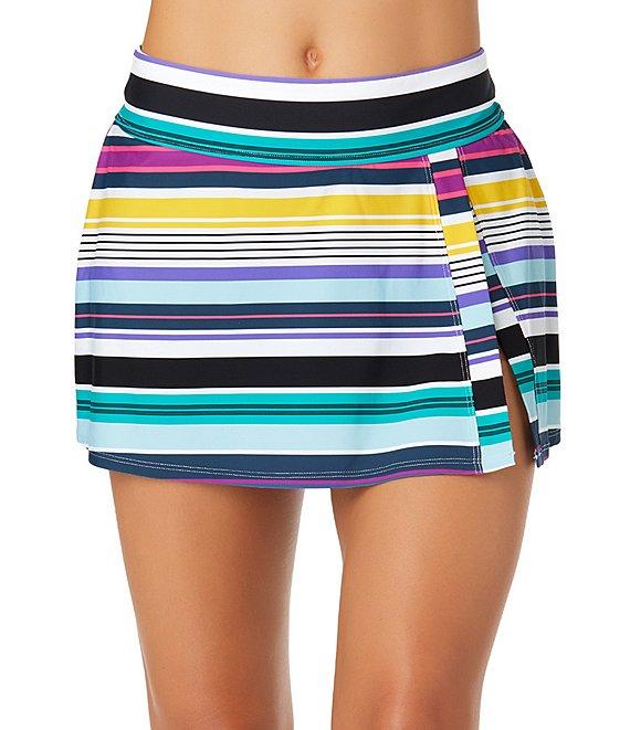 Anne Cole Barcode Multi Stripe Side Slit Swim Skirt Product Image