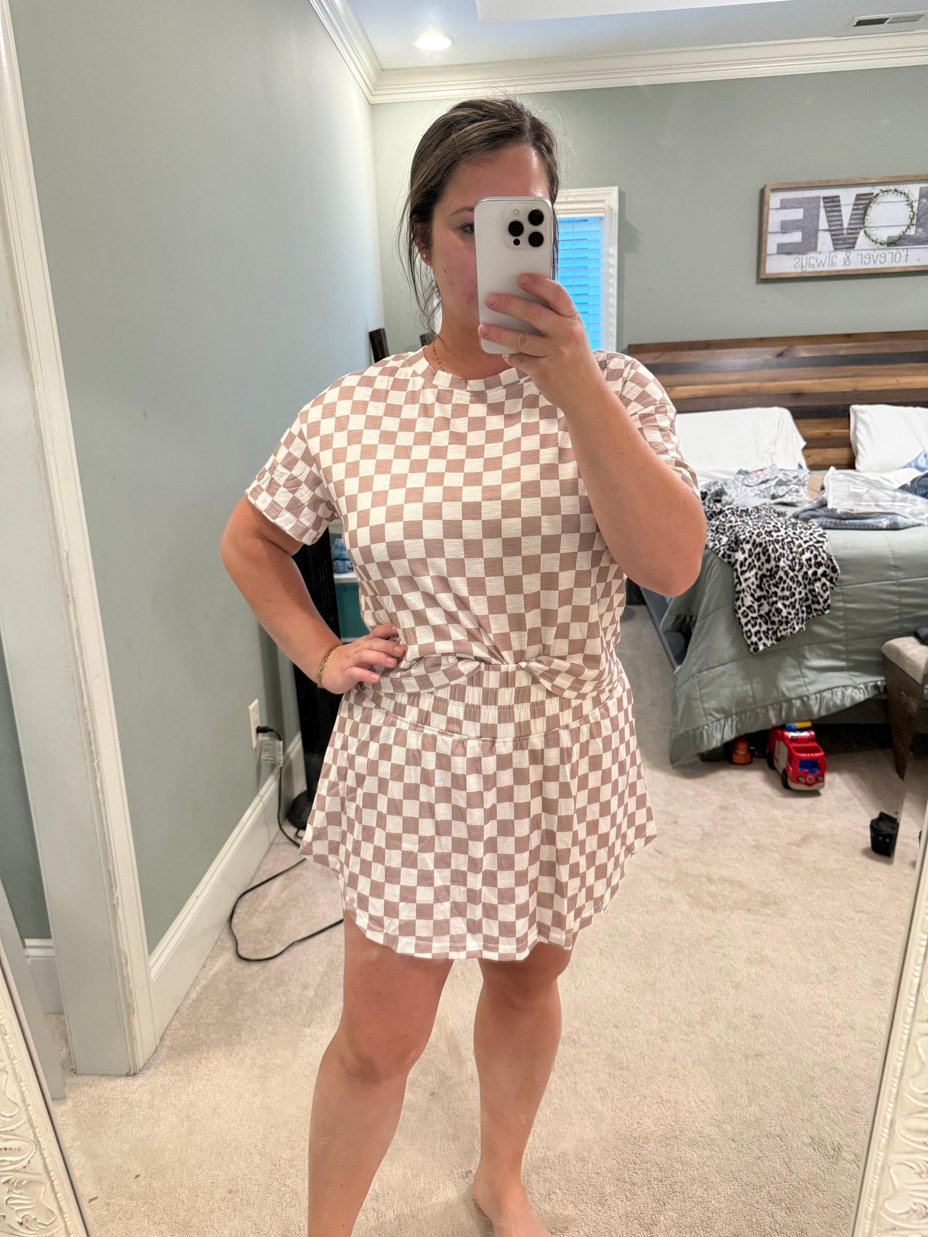 Preorder Check Skort Set Product Image