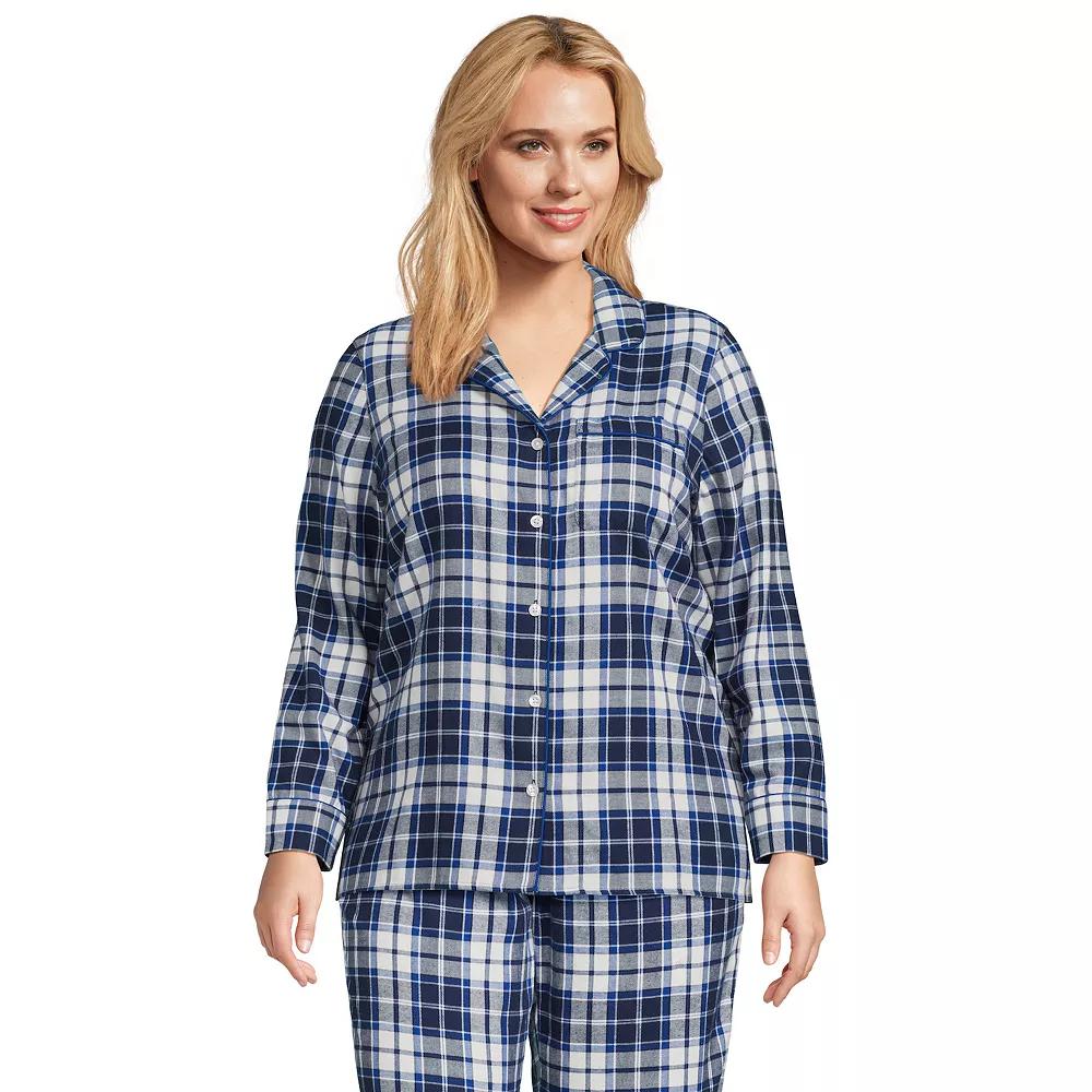 Plus Size Lands' End Long Sleeve Flannel Pajama Top, Women's, Size: 2XL, Deep  Blue Pups Product Image