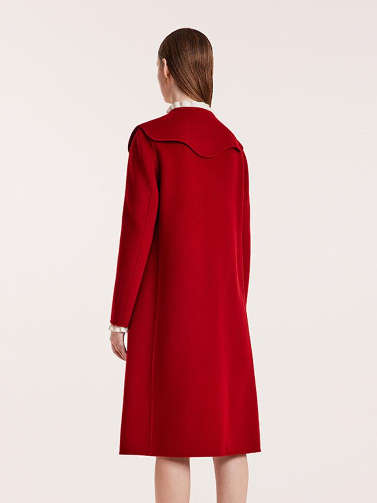 Tencel Wool Cheongsam Button Double-Faced Women Coat Product Image