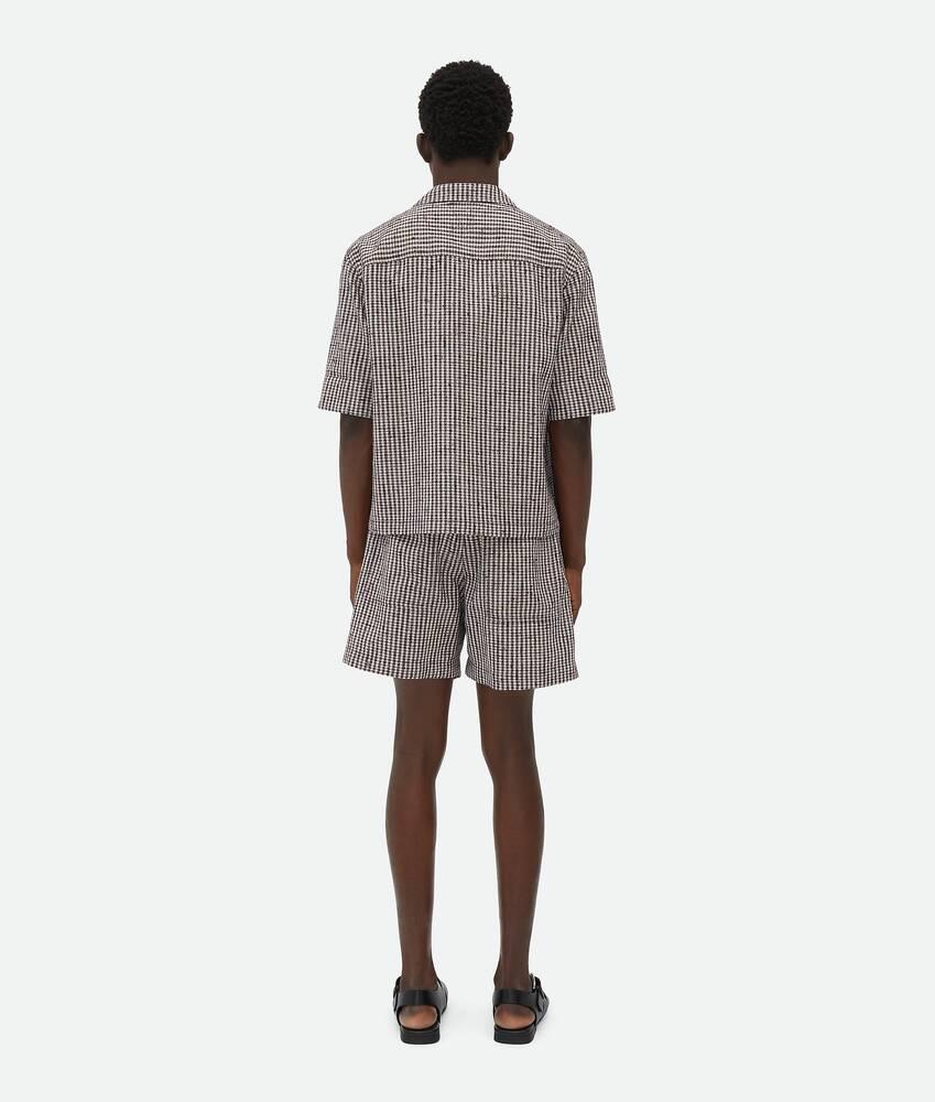 Men's Knotted Viscose Check Shirt in Talc/brown/black Product Image