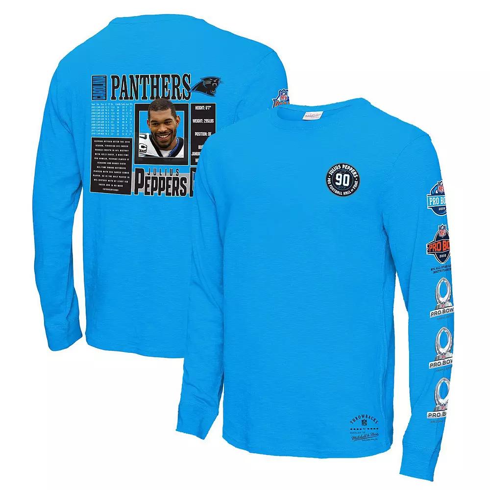 Men's Mitchell & Ness Julius Peppers Blue Carolina Panthers Pro Bowl Long Sleeve T-Shirt,  Product Image