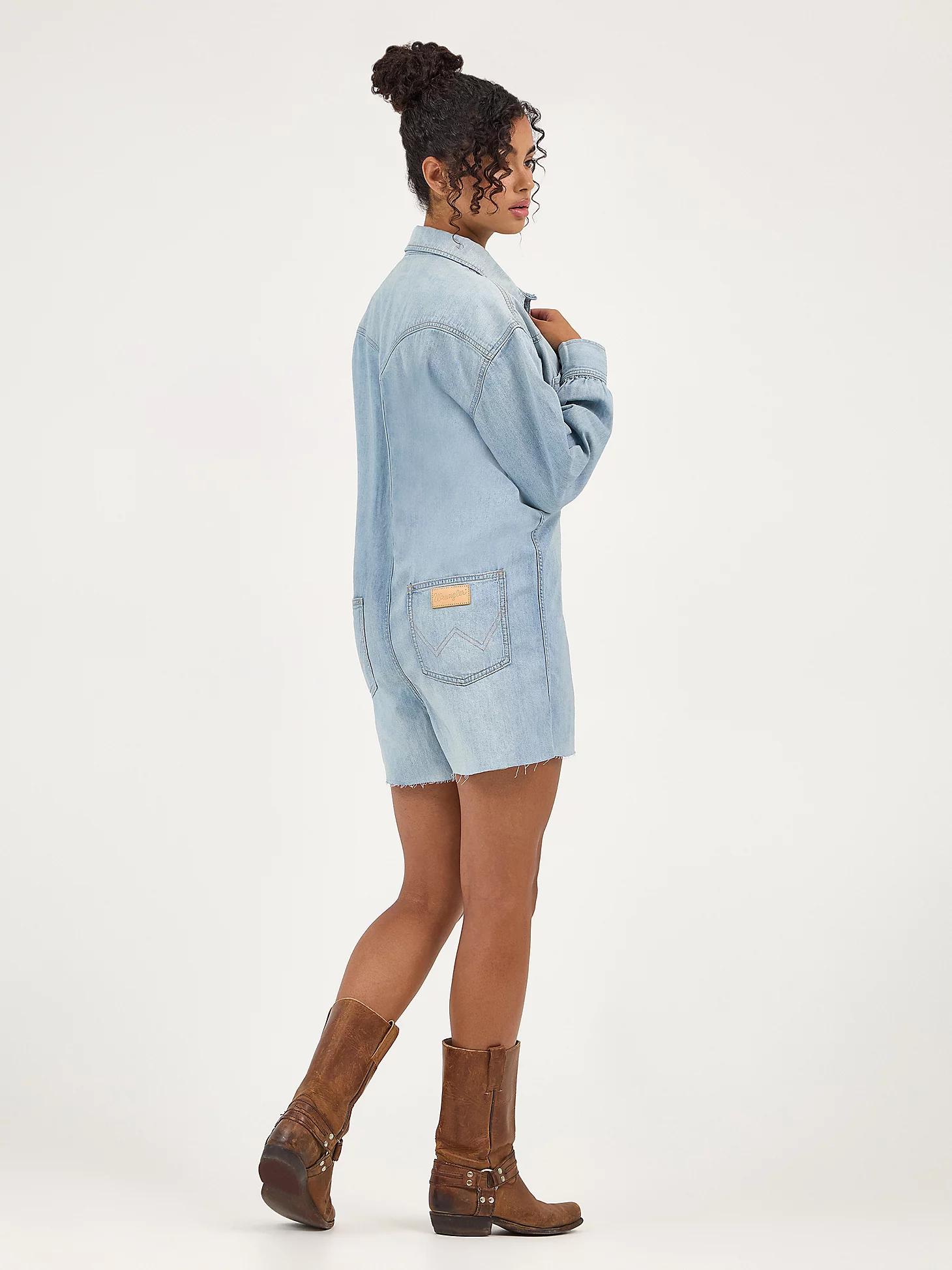 Women's Heritage Playsuit in Pale Blue Wash Product Image