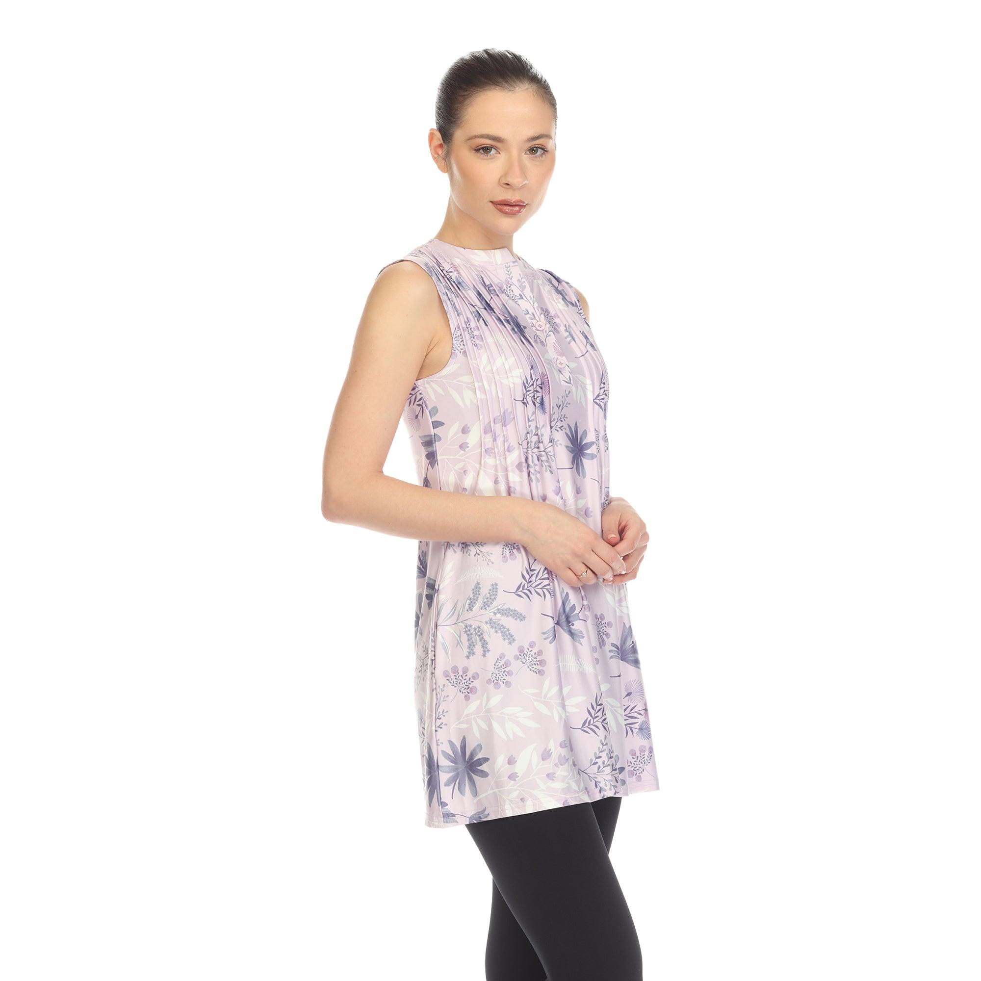 Lavender Floral Sleeveless Tunic Top Product Image