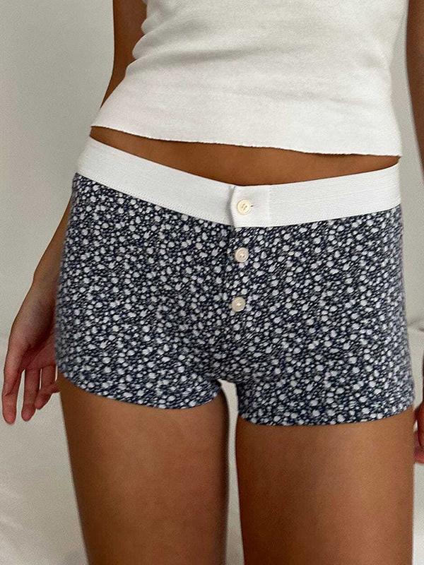 Contrast Floral Print Shorts Product Image