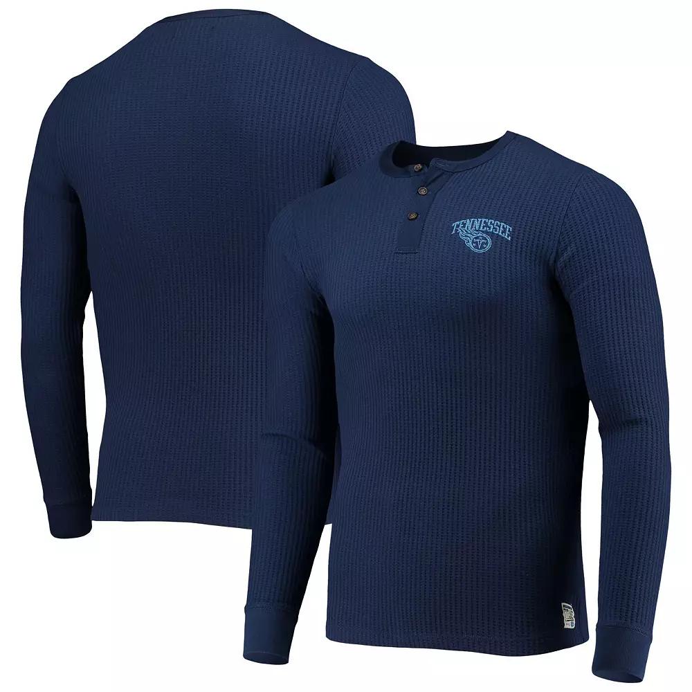 Men's Junk Food Navy Tennessee Titans Thermal Henley Long Sleeve T-Shirt, Size: Small, Blue Product Image