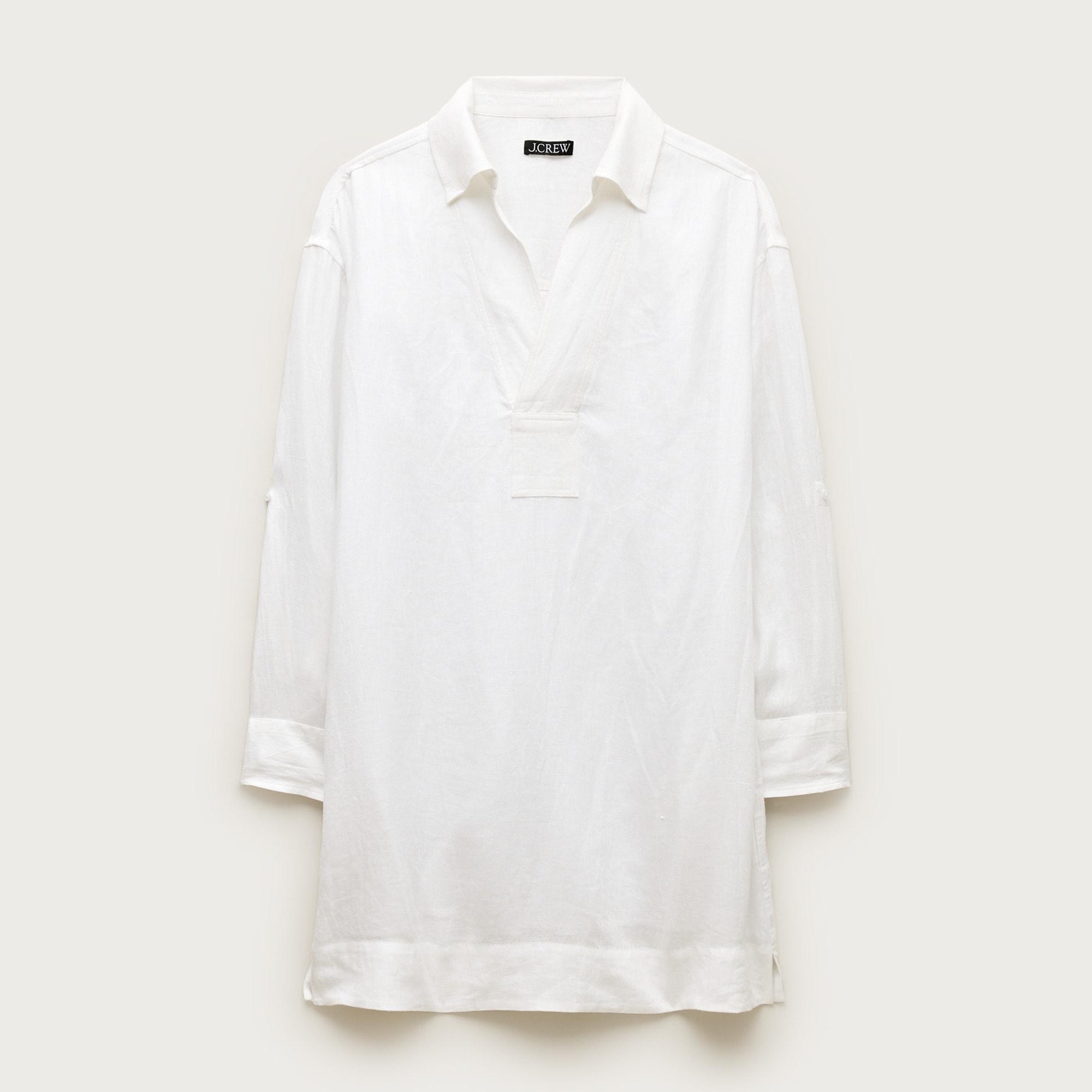V-neck popover dress in linen Product Image