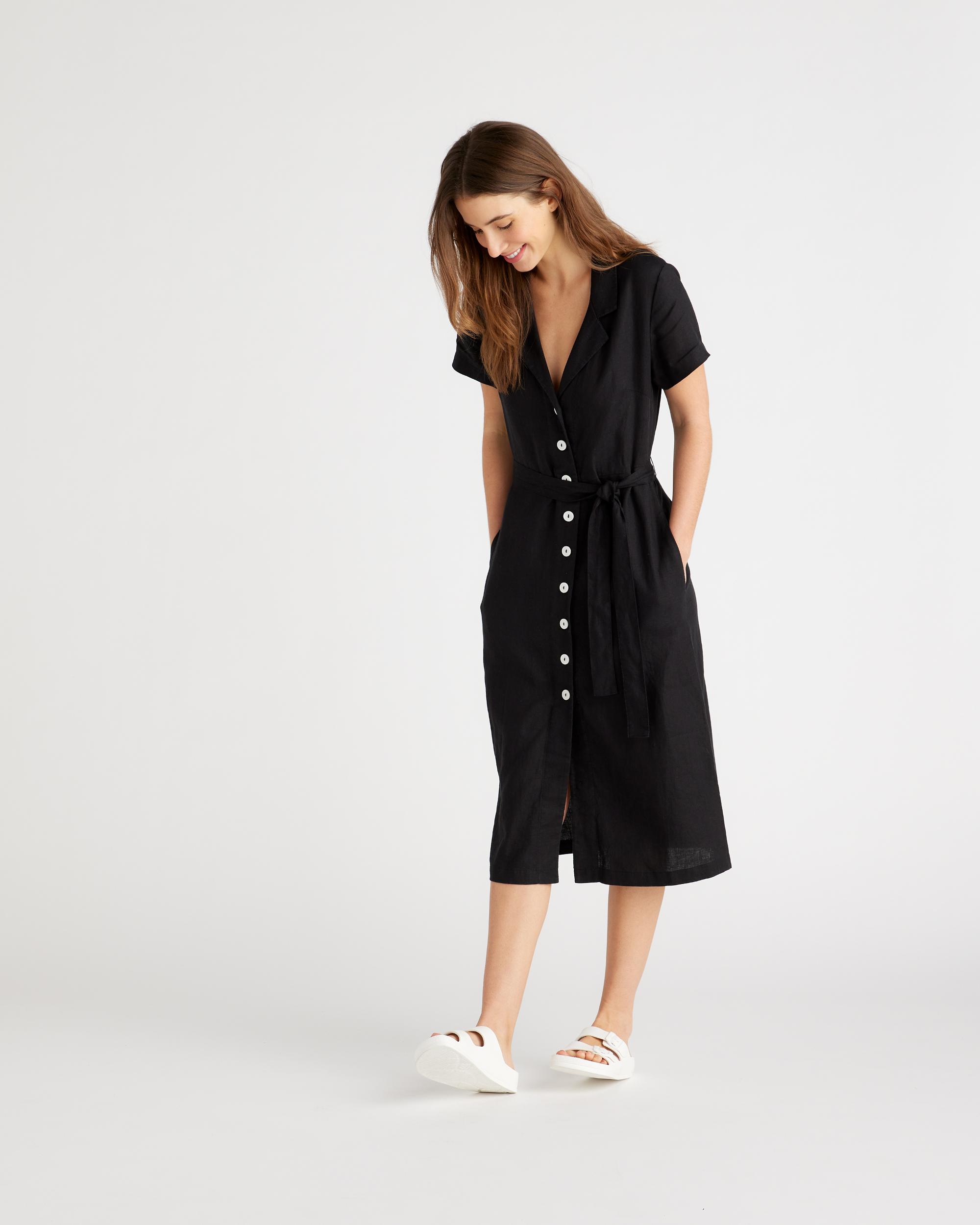 Quince | Women's Short Sleeve Dress Size XL, Linen Product Image