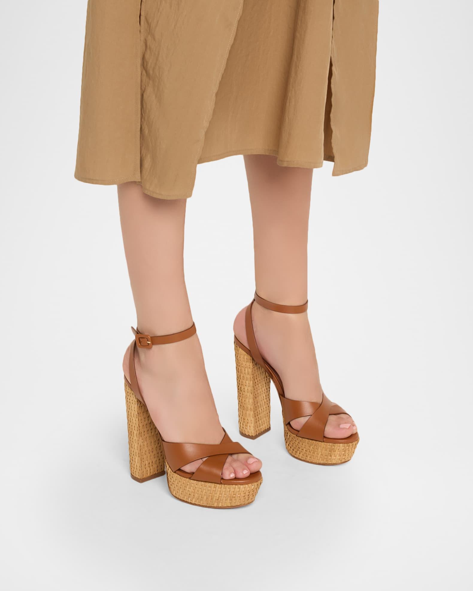 Sunseeker Wicker and Leather Block-Heel Sandals Product Image