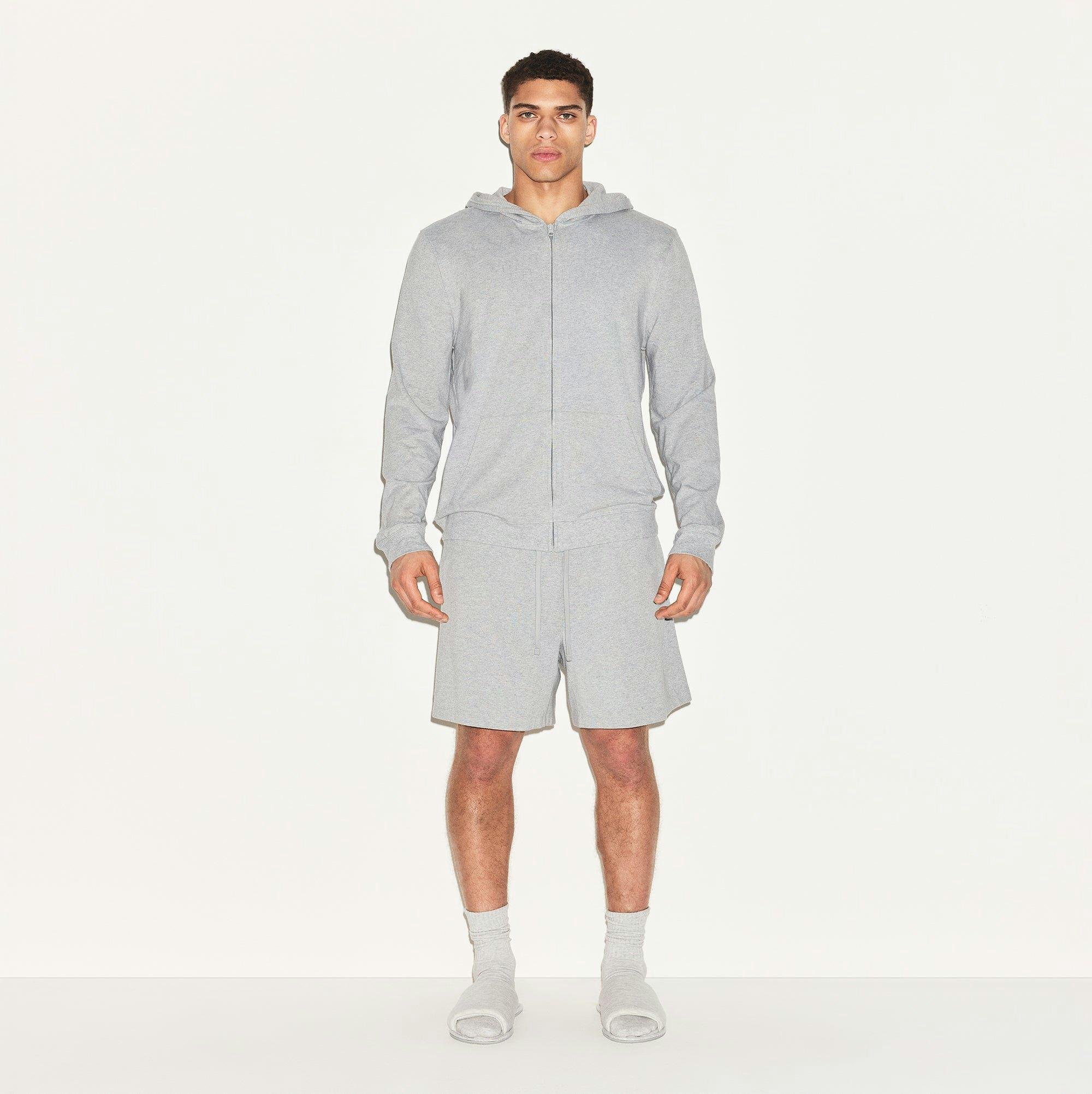 JERSEY LOUNGE MENS ZIP UP HOODIE | HEATHER GREY Product Image