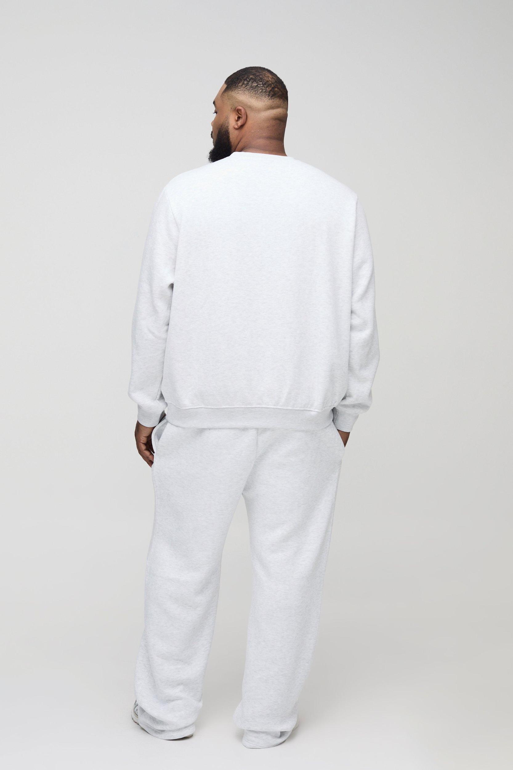 330GSM Plus Regular Fit Crew Neck Sweatshirt In Grey Marl | boohooMAN USA Product Image