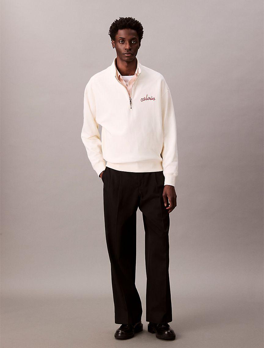 Embroidered Logo French Terry Quarter Zip Sweatshirt Product Image