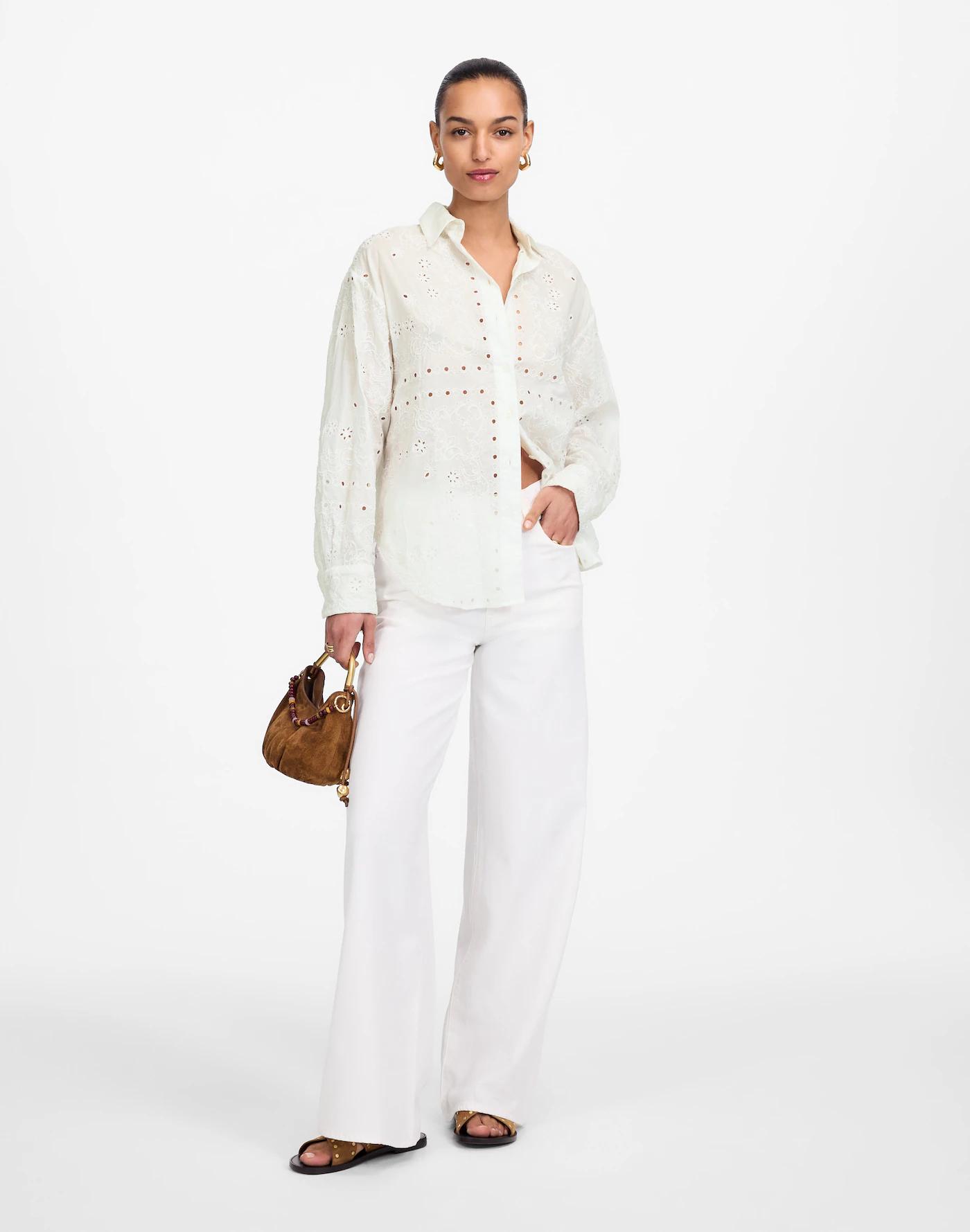Embroidered Oversized Button-Up Shirt Product Image