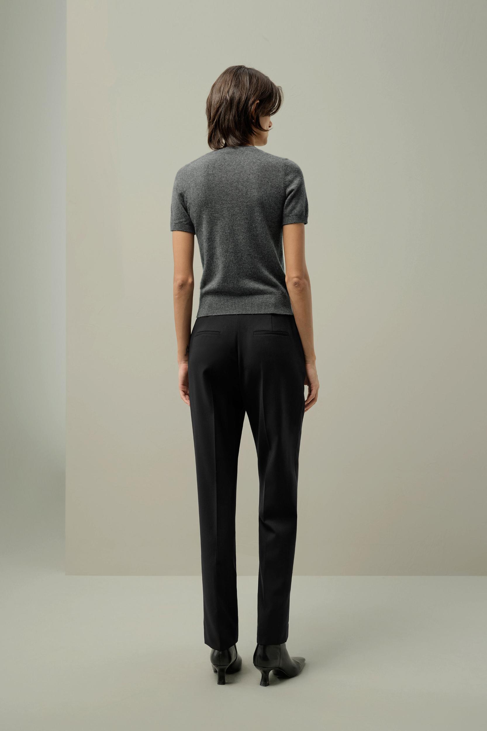 LILYSILK Women's Cashmere Fitted Short Sleeve Top, 100% Pure Cashmere, Soft & Breathable, Medium Gray, XL Product Image