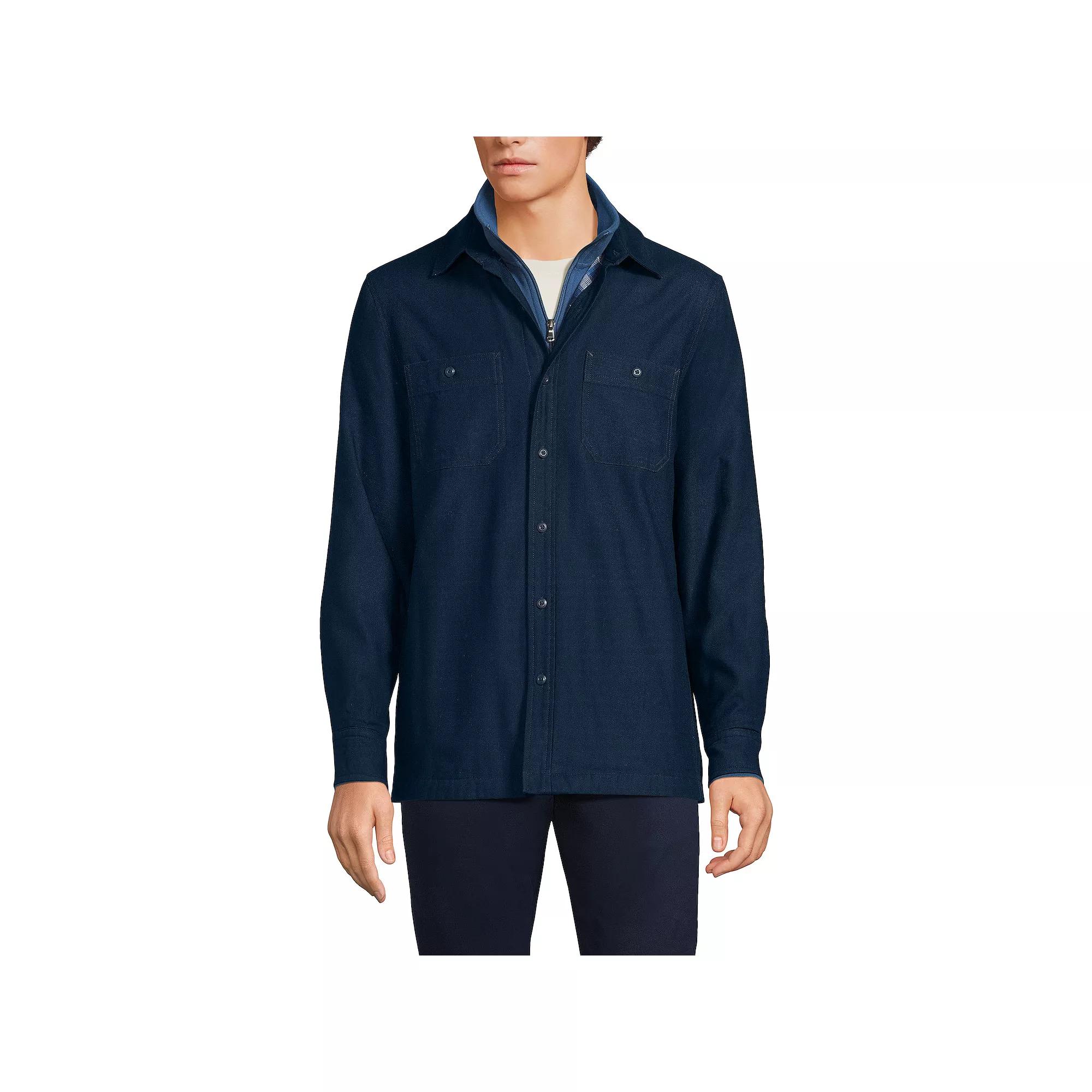 Men's Lands' End Lightweight Canvas Button-Up Shirt Jacket, Size: XL, Radiant Blue Product Image