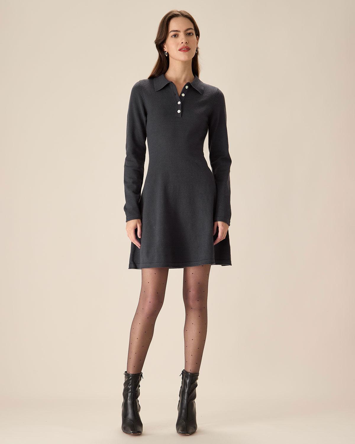 Grey Pleated Sweater Mini Dress Product Image