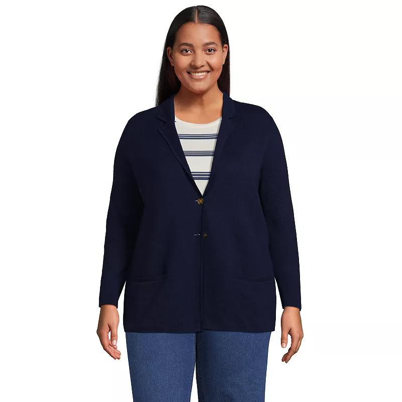 Plus Size Lands' End Sweater Blazer, Women's, Size: 3XL, Deep  Blue Product Image
