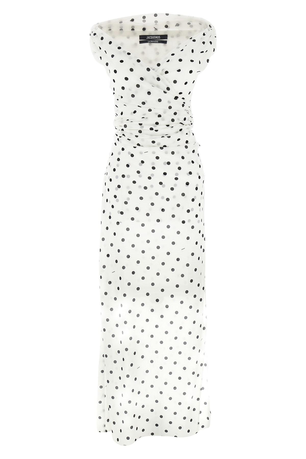 JACQUEMUS Women Rita Pois Long Dress In White Product Image