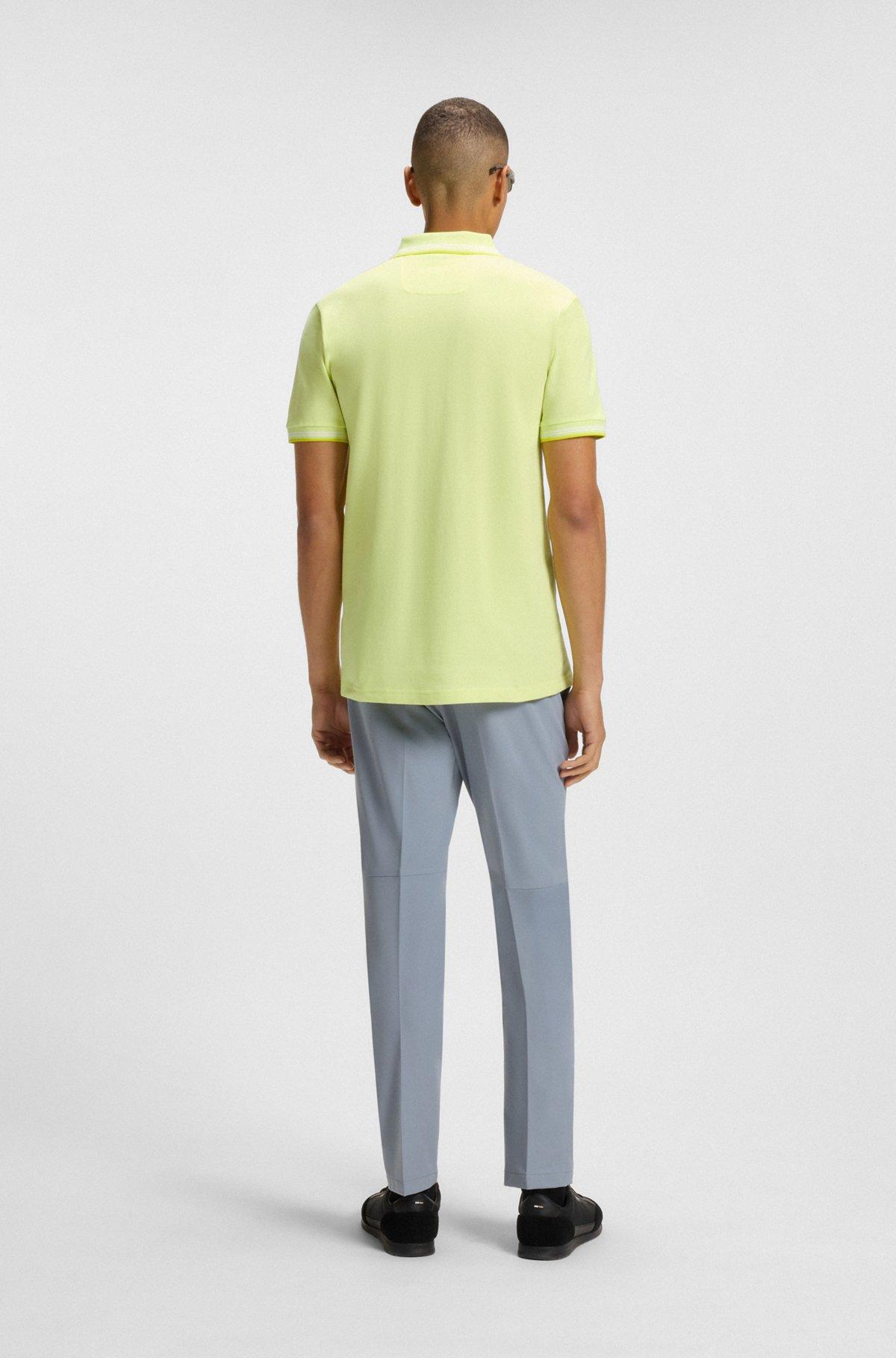 BOSS - Stretch-cotton slim-fit polo shirt with branding - Light Green Product Image