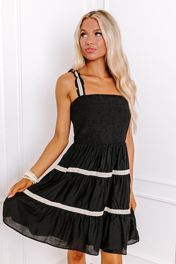 Boardwalk Bliss Smocked Mini Dress in Black Product Image
