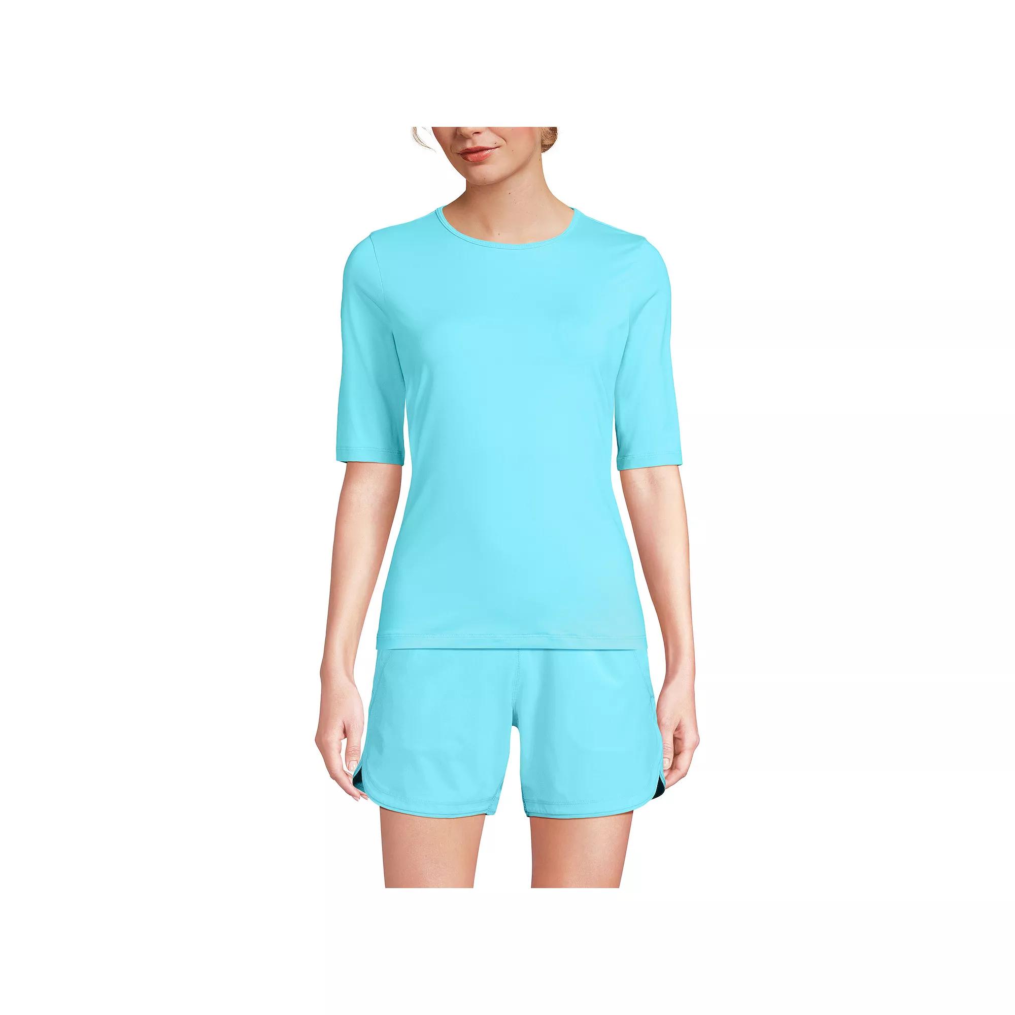 Petite Lands' End UPF 50 Elbow-Sleeve Rash Guard Swim Tee, Women's,  Product Image