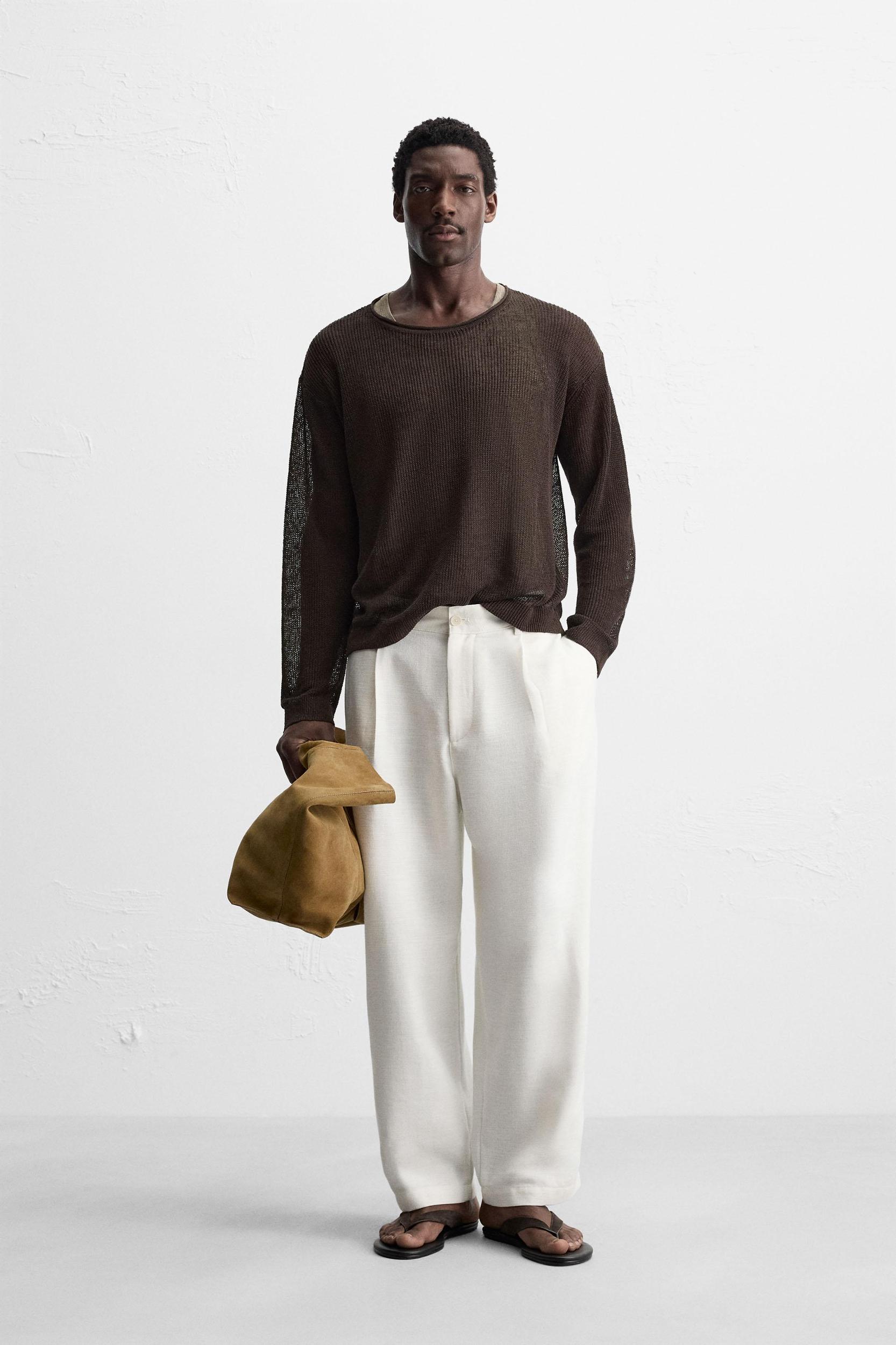 LINEN BLEND TEXTURED SWEATER Product Image