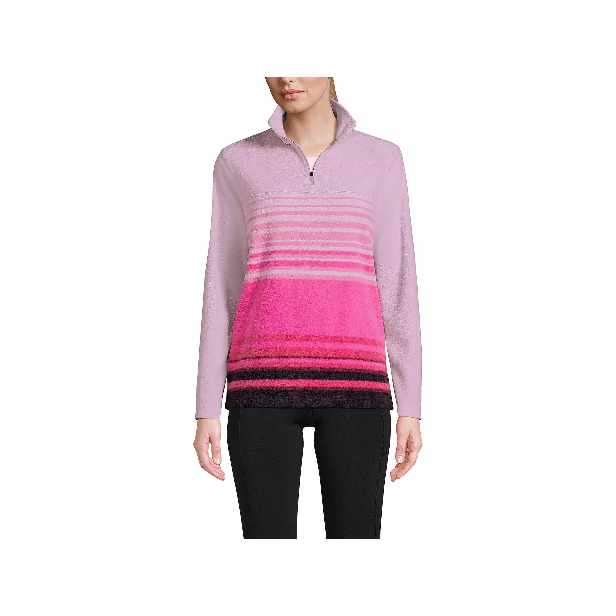 Women's Lands' End Ombre Striped 1/4-Zip Yoke Fleece Pullover, Size: Medium, Cornflower Stripe Product Image