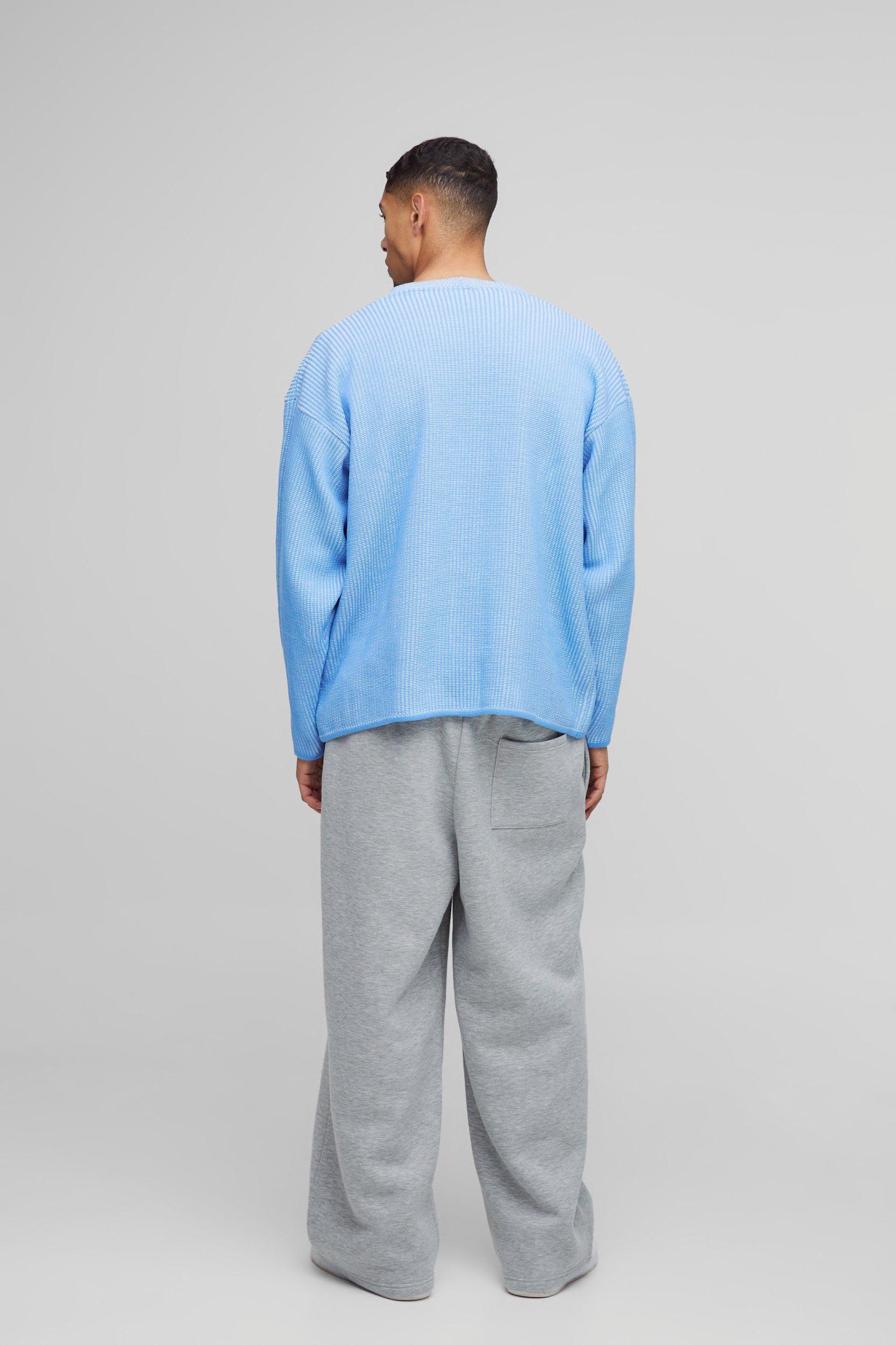 Oversized Boxy Dropped Shoulder Plated Ribbed Knitted Cardigan | boohooMAN USA Product Image