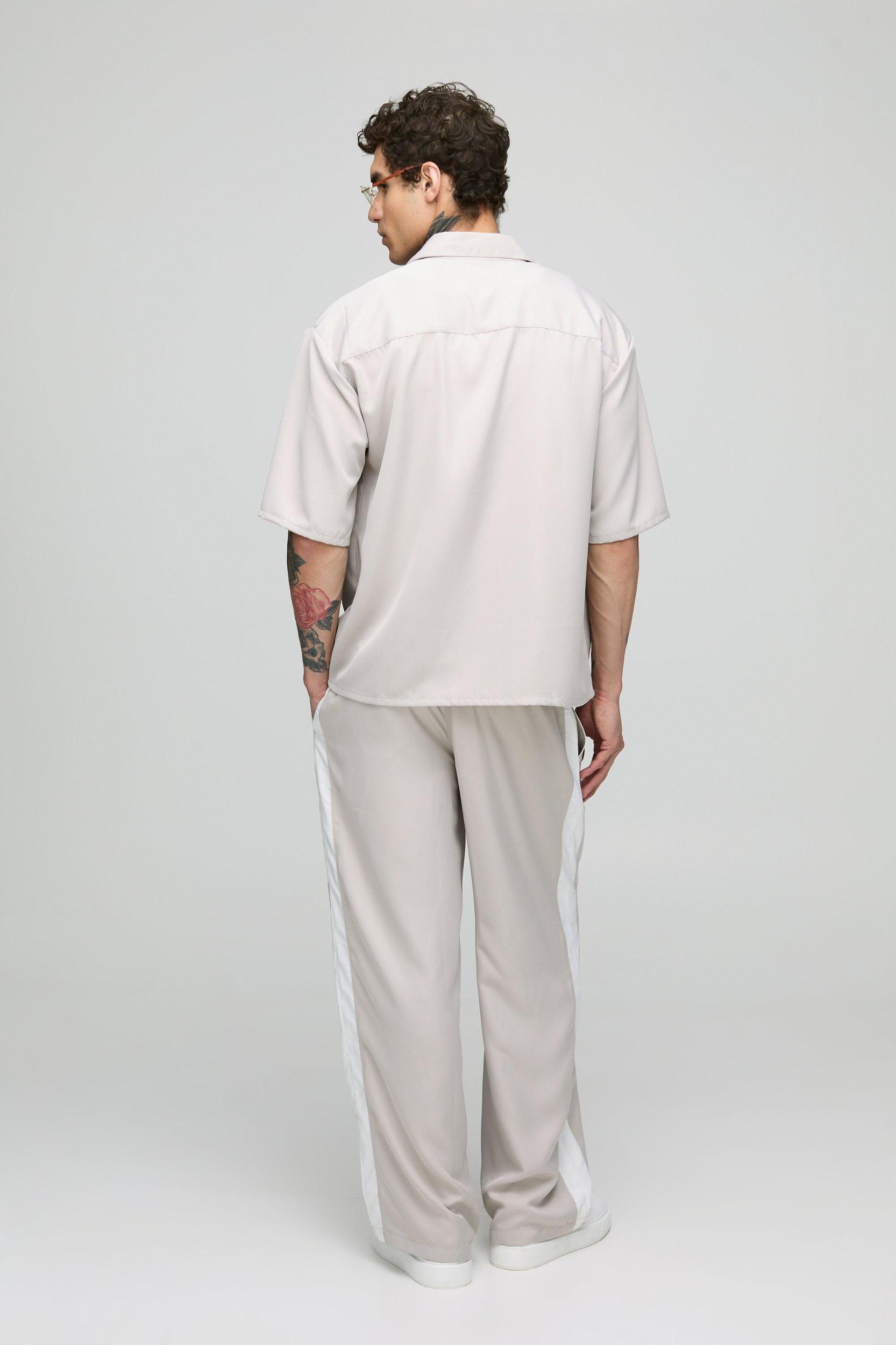 Oversized Soft Twill Short Sleeve Shirt & Wide Leg Trouser Set | boohooMAN USA Product Image