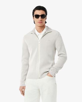 Zipped Cotton Rib Sweater Product Image