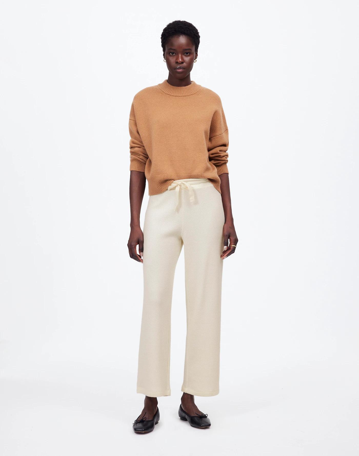 Waffle-Knit Straight-Leg Sweatpants Product Image