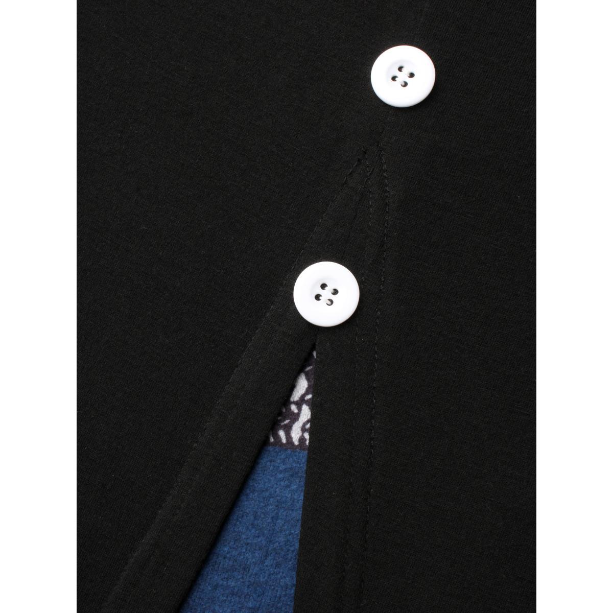 Plus Size Geometric Color-Block Stretchy Waist Midi Dress Black Women Casual Contrast Knit Dresses Bloomchic 14-16/1X Product Image