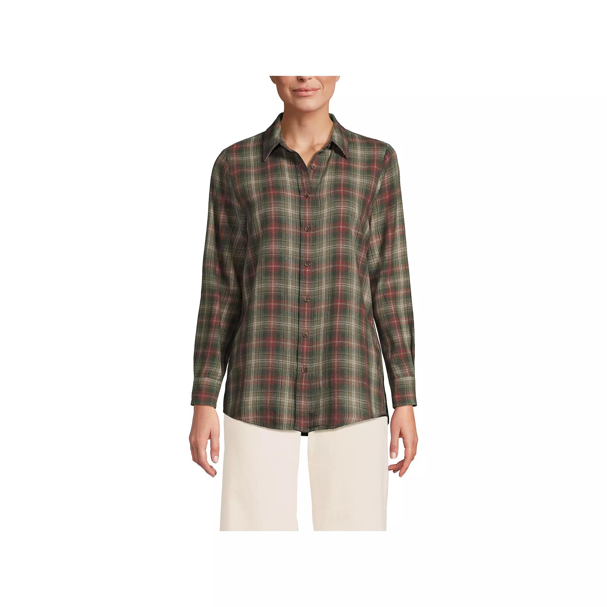 Women's Lands' End Flannel Boyfriend Shirt,  Product Image