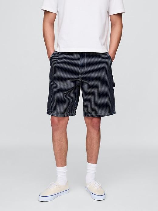 '90s Loose Denim Stripe Carpenter Shorts Product Image