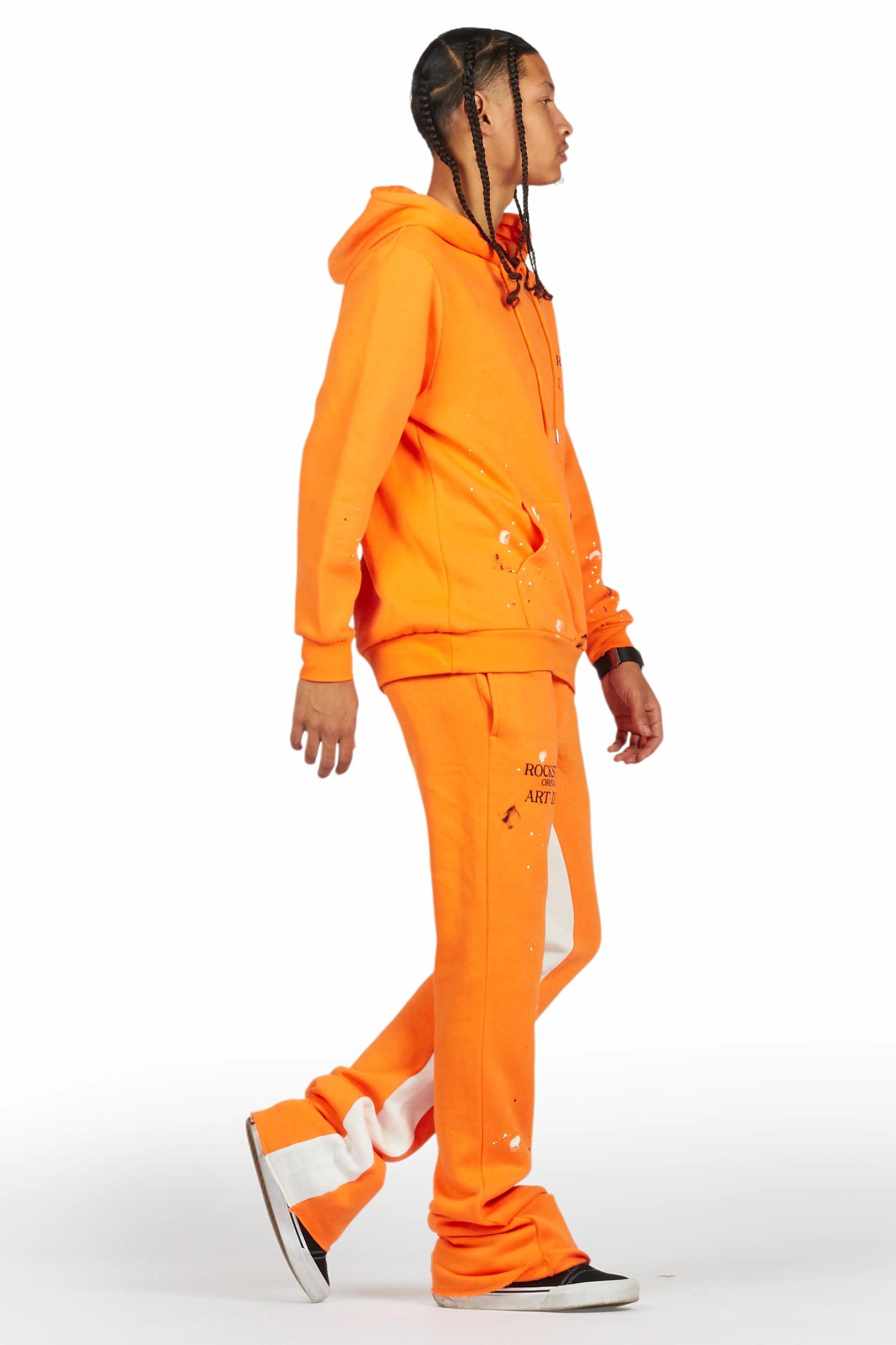 Jaco Orange Hoodie Baggy Fit Pant Track Set Male Product Image