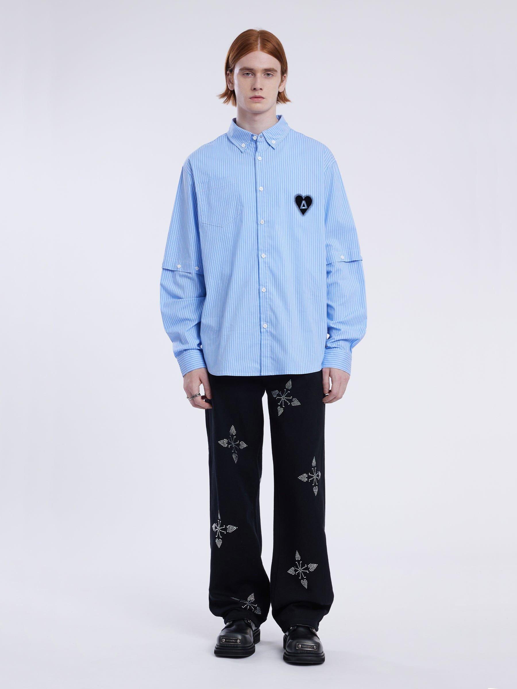 City Of Love Detachable Sleeve Striped Long Sleeve Shirt Product Image