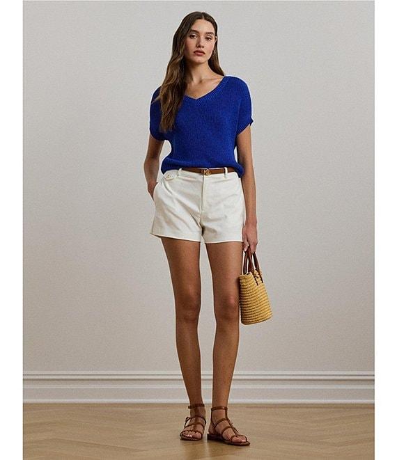 Lauren Ralph Lauren Rib Knit V Neck Short Dolman Sweater Product Image