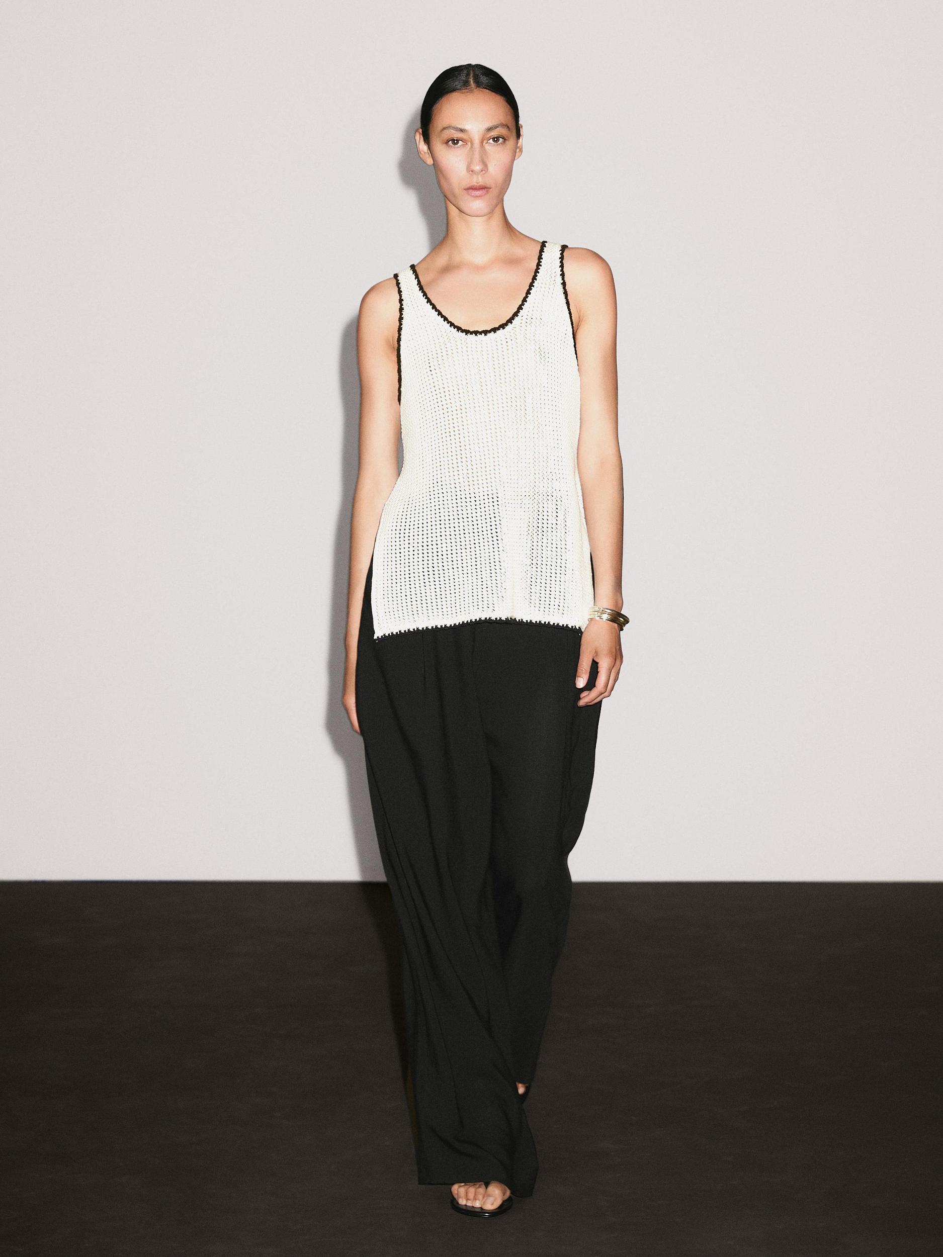 100% cotton strappy crochet top Product Image