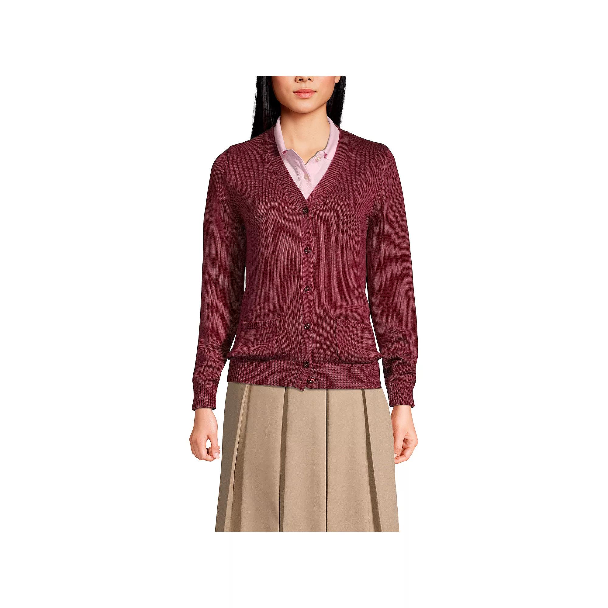 Women's Lands' End School Uniform Button Front V-Neck Cardigan Sweater,  Product Image