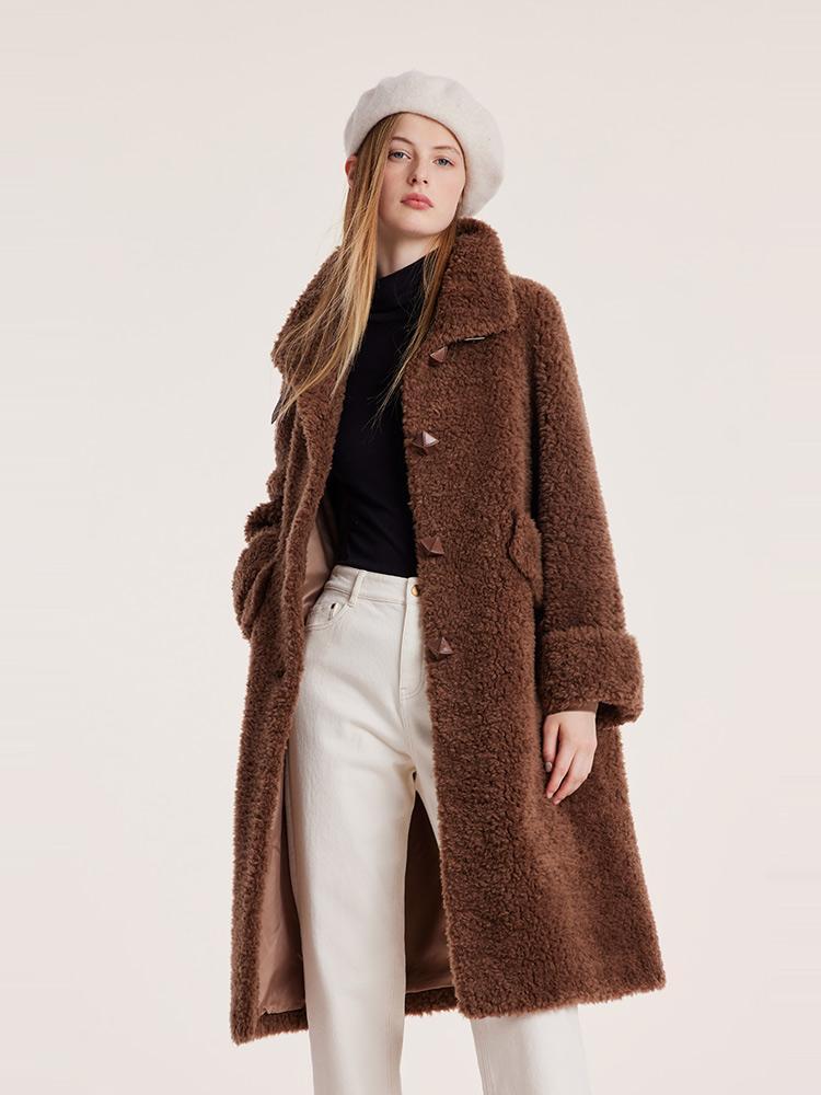 Pure Wool Lapel Velour Long Women Coat Product Image