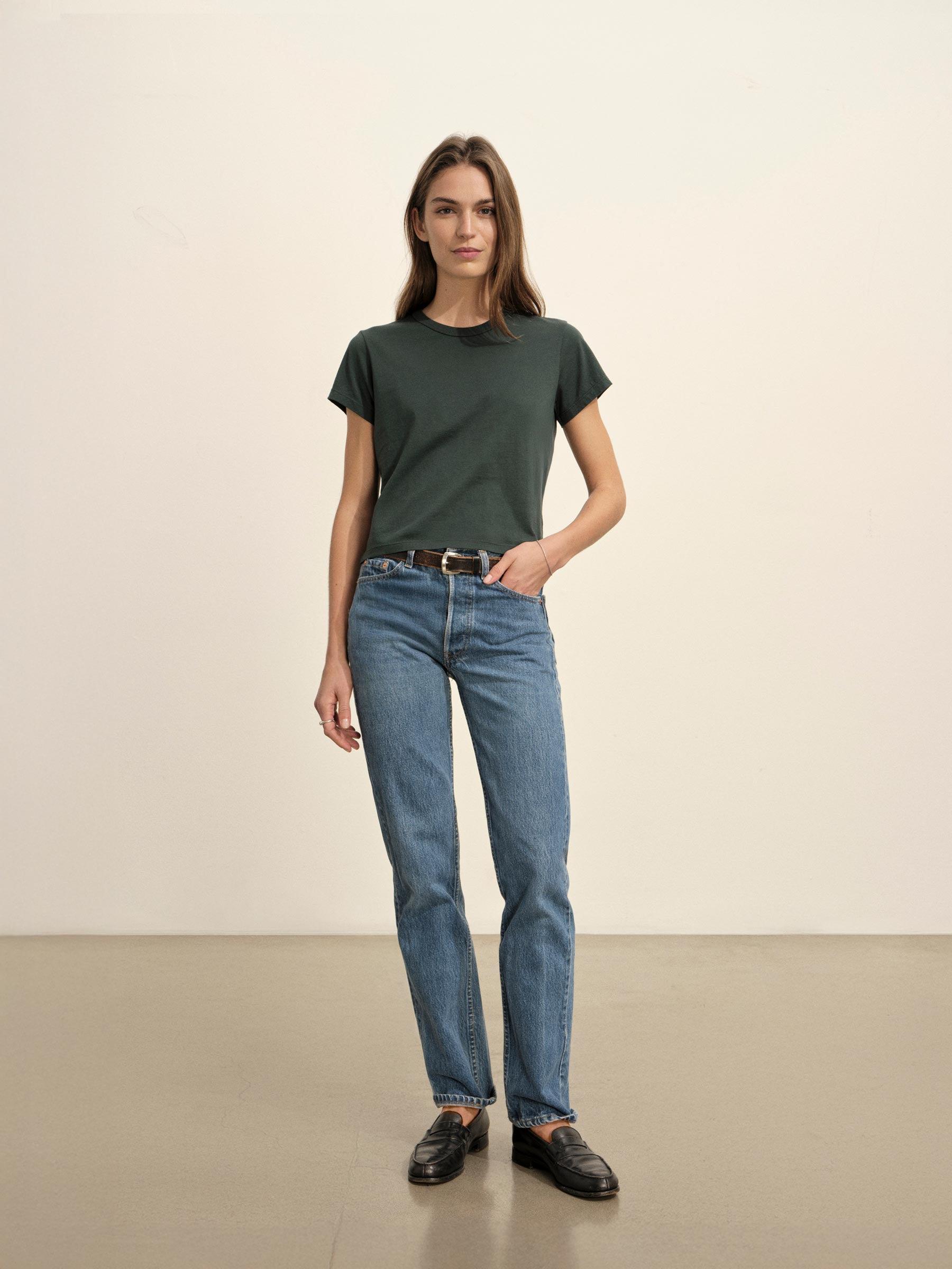 Dark Navy Pima Boxy Crew Product Image