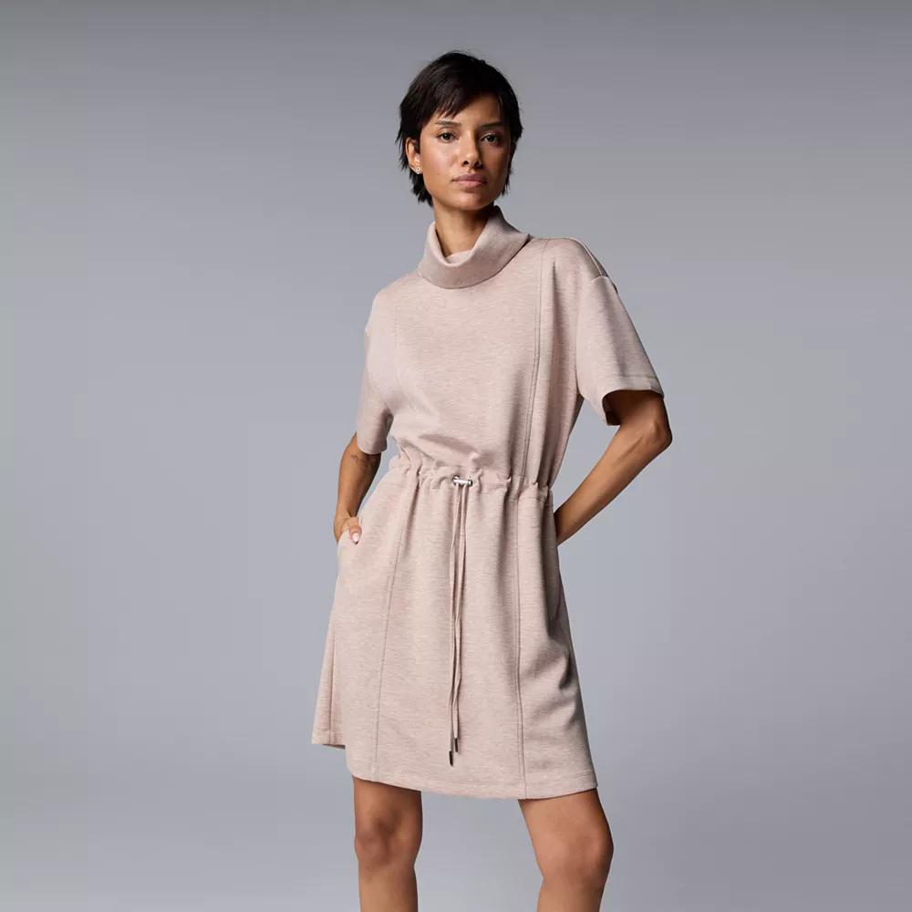 Petite Simply Vera Vera Wang Drawcord Short Dress, Women's, Size: Small Petite, Tapestry  Grey Product Image