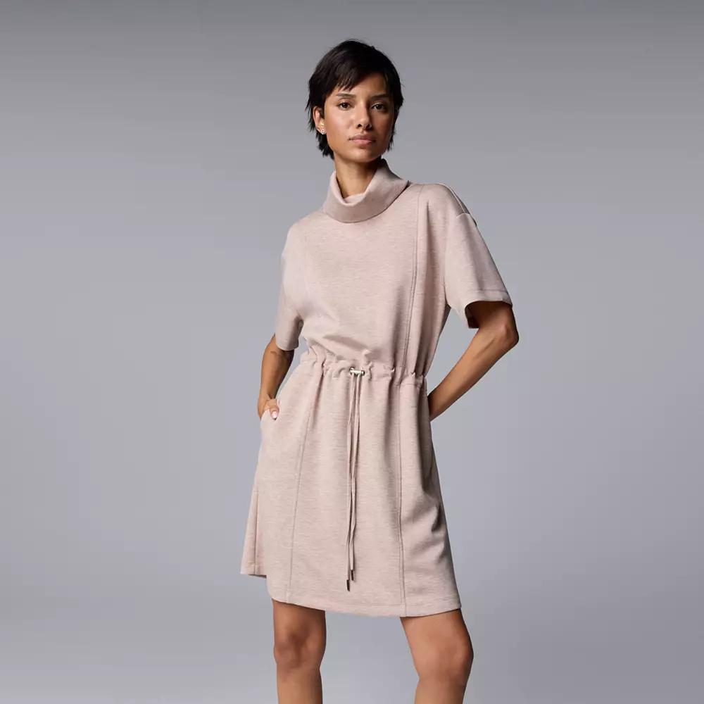 Petite Simply Vera Vera Wang Drawcord Short Dress, Women's, Size: Small Petite, Tapestry  Grey Product Image