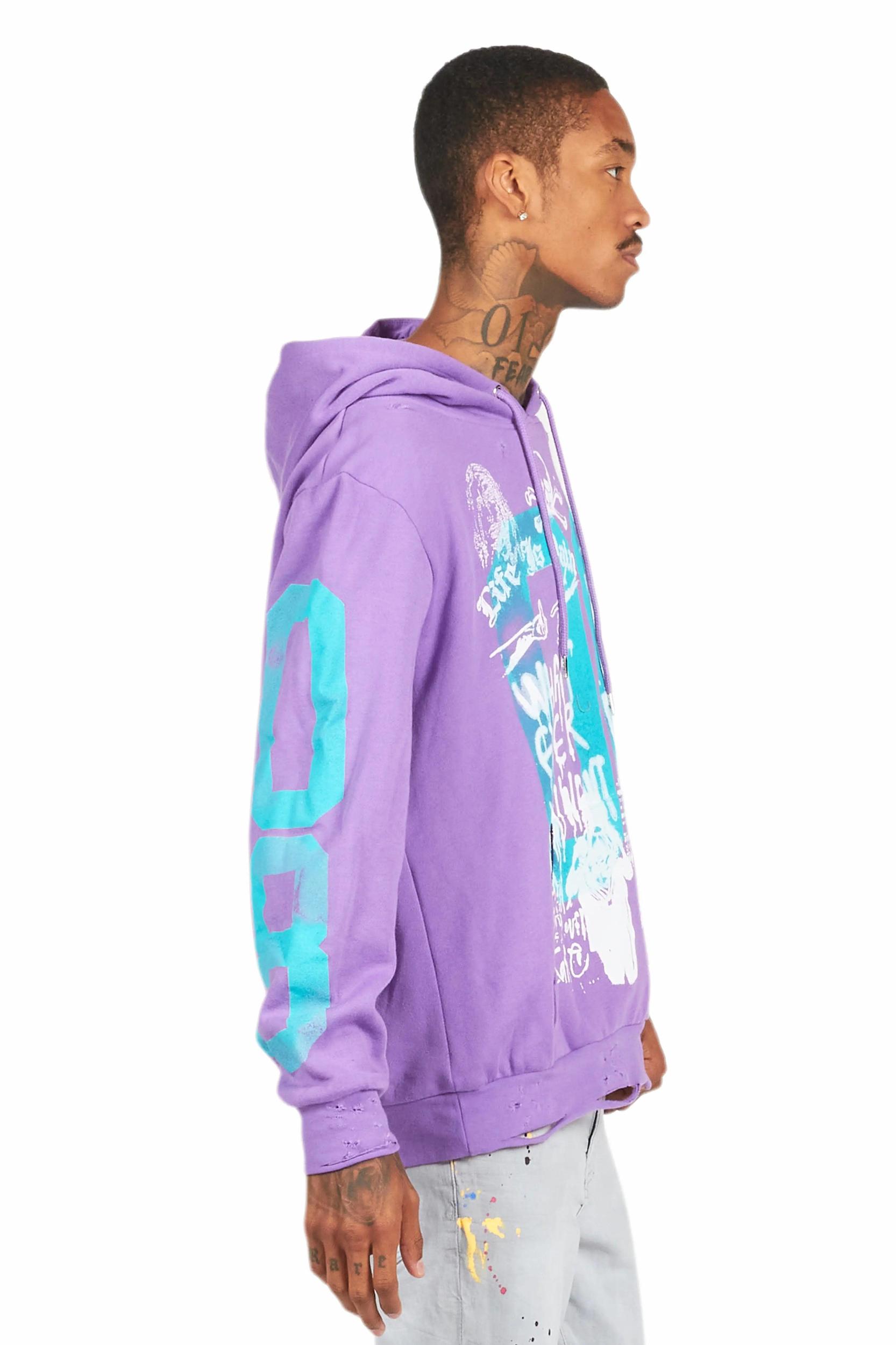 Grill Purple Graphic Hoodie Male Product Image