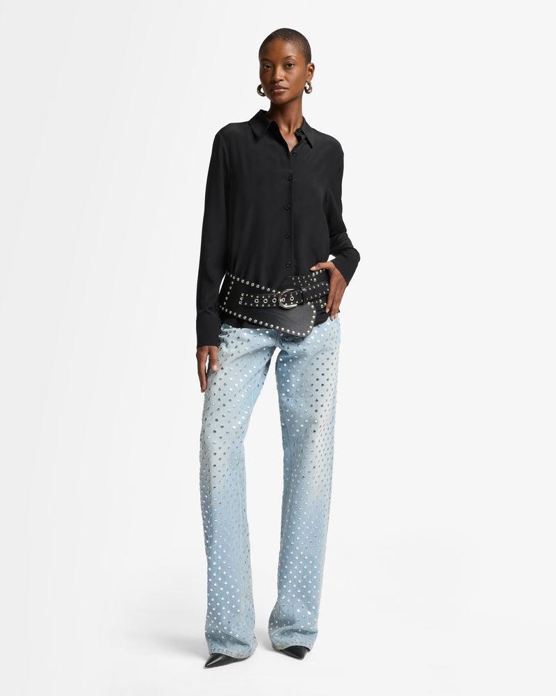 Long Sleeve Silk Blouse Product Image